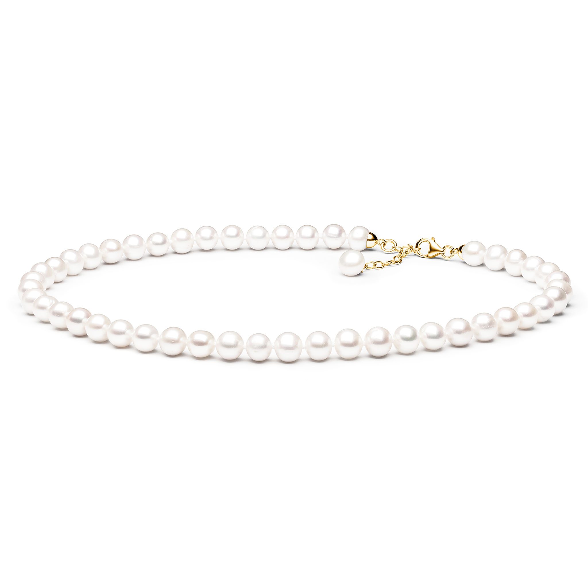 Perlenkette Gaura Pearls Perlenkette - weiß, rund, 9 mm