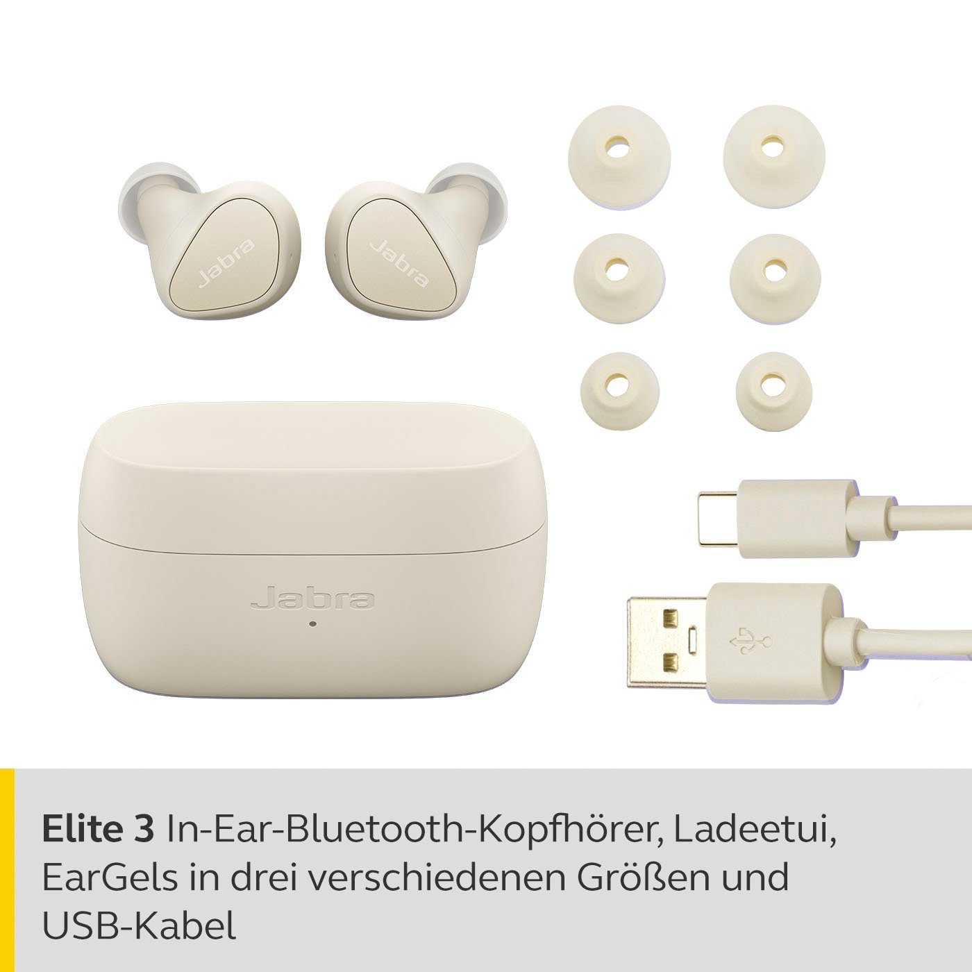 3 Google Siri, Bluetooth) Assistant, (Geräuschisolierung, In-Ear-Kopfhörer gold-beige Jabra Alexa, Elite