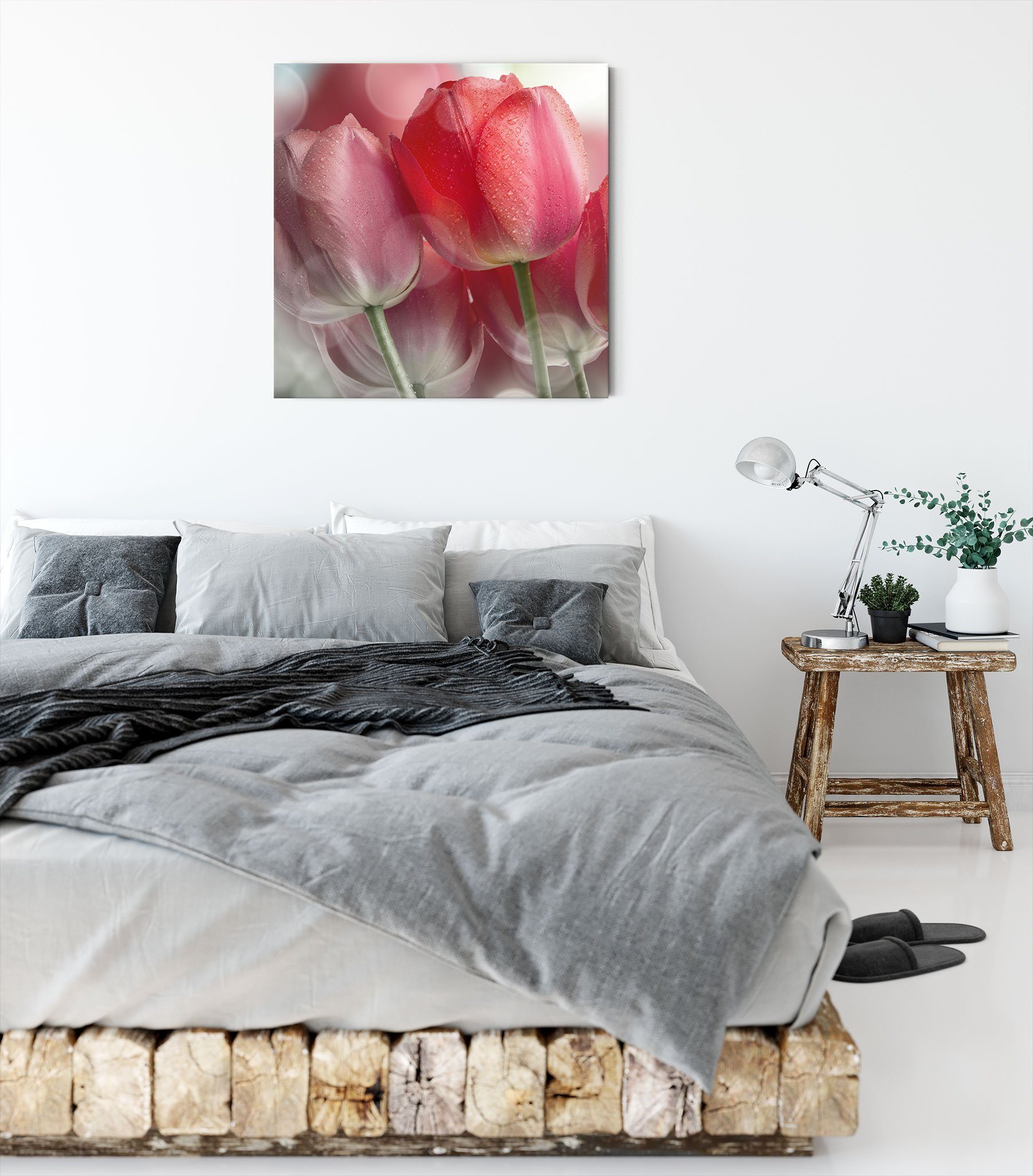 Pixxprint Leinwandbild (1 Leinwandbild Tulpen, Wunderschöne bespannt, Tulpen fertig Zackenaufhänger St), Wunderschöne inkl