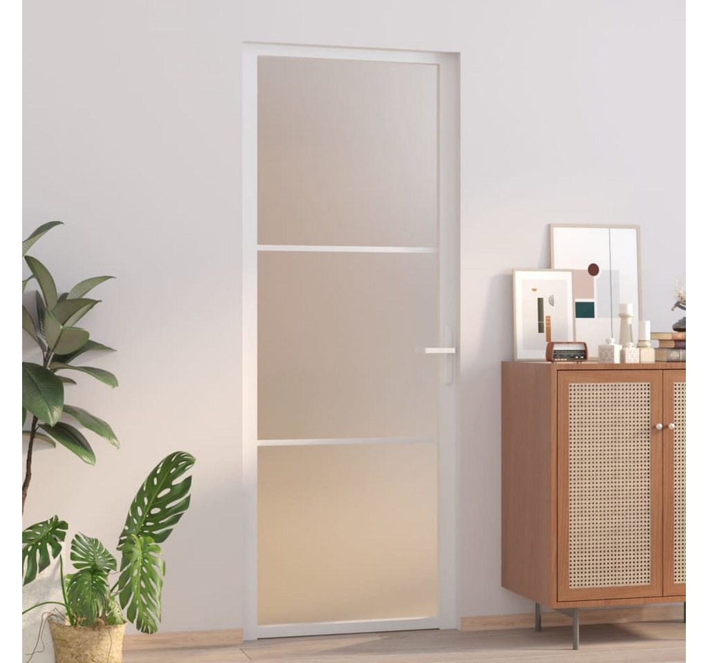 Thumbnail - vidaXL Zimmertür Innentür 76x201,5 cm Weiß Mattglas und Aluminium Zimmertür Glastür