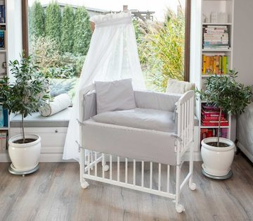 Kinderbettwäsche 6-tlg. Baby Bettwäscheset Herzen bestickt für Beistellbett Komplett, Babyhafen, Baumwolle, 6 teilig, Bestickt (OHNE BETT)