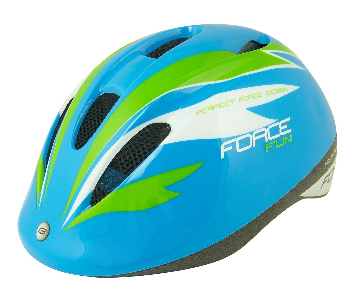FORCE Fahrradhelm Helm blau FORCE FUN STRIPES olivgrün-weiß Gr. M %%%