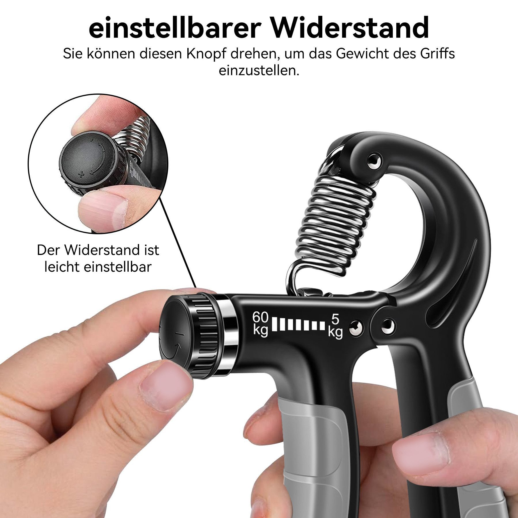 Keyura Handmuskeltrainer Handmuskeltrainer Handtrainer Unterarmtrainer,Griffkraft Trainer(5-St) (Für Sportler und Wiederherstellung der Hand, Einstellbarer Widerstand, Einstellbarer Widerstand 10-60kg,Fingertrainer, Griffkraft Trainer Set), Verbesserte Kraft und Grip Handgelenk Arm Unterstützung