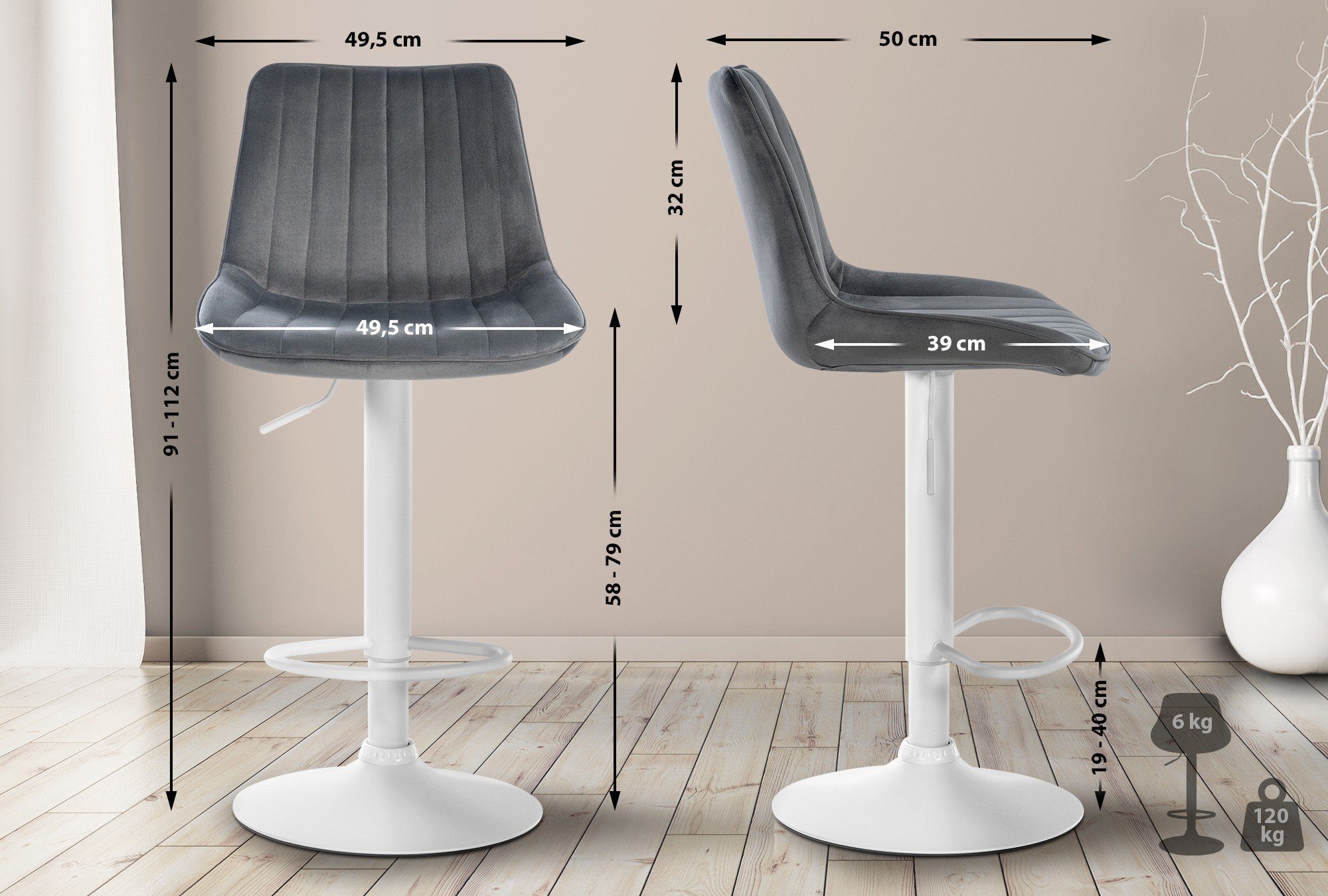 CLP Barhocker Toni Samt (2er Set, günstig online kaufen