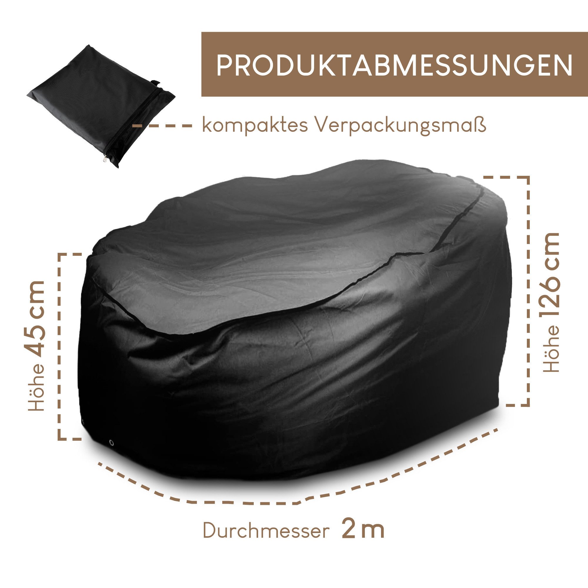 Smart-Planet Sonneninsel Wasserfeste Schutzhülle Sonneninsel Abdeckplane Ø 200 cm, Wasserabweisend, UV-Schutz, Mit Zugband