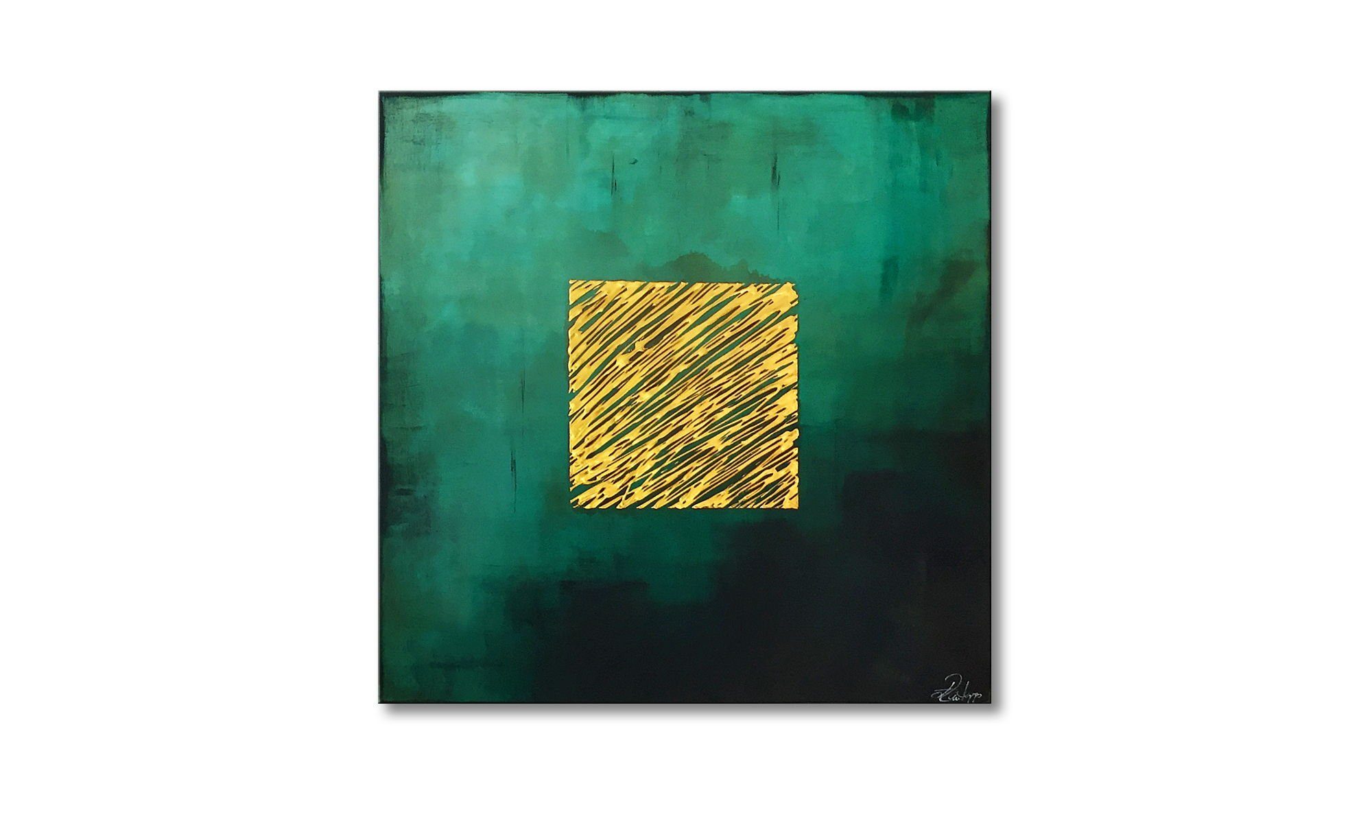 WandbilderXXL Gemälde Golden Secret 80 x 80 cm, Abstraktes Gemälde, handgemaltes Unikat