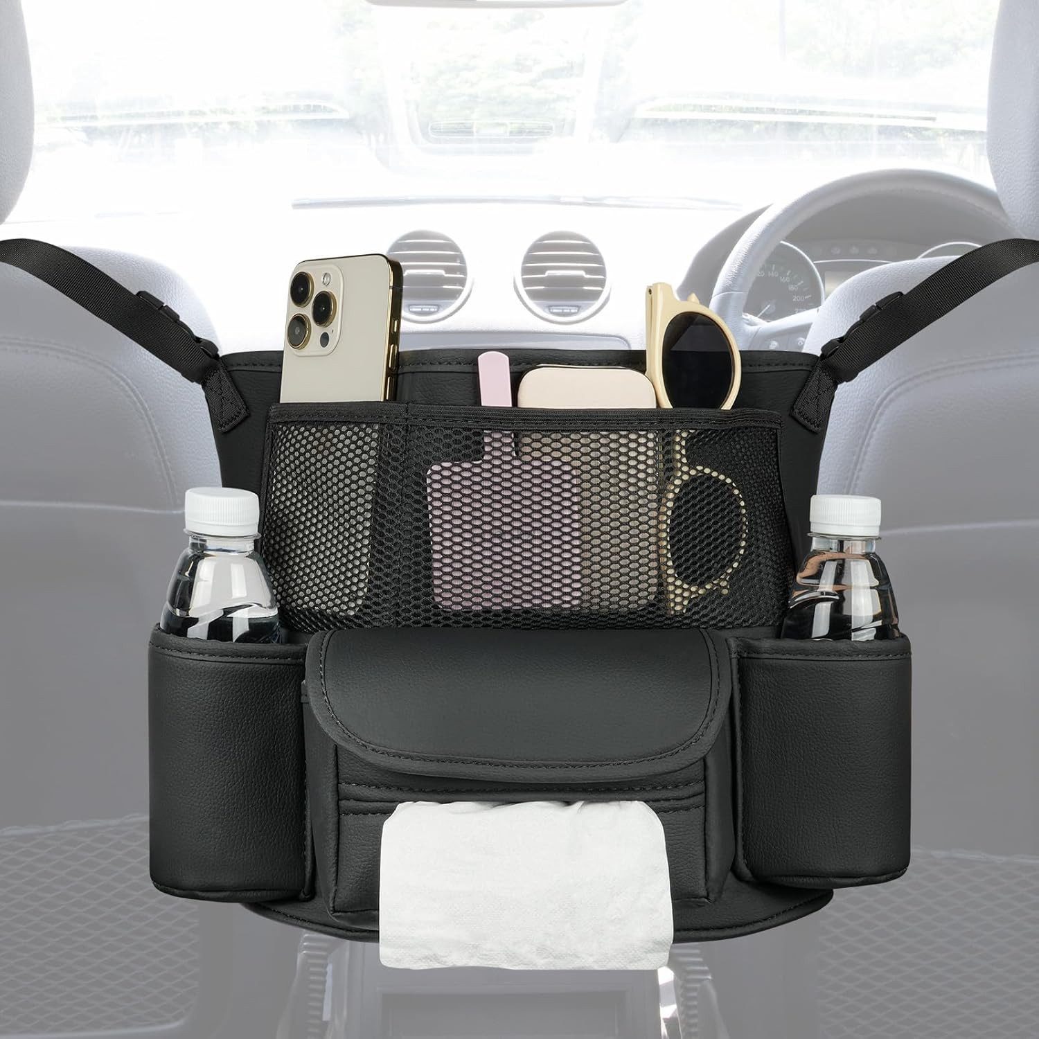 FELIXLEO Schuhregal Auto Organizer Zwischen Vordersitzen Netztaschen Haustier Netz