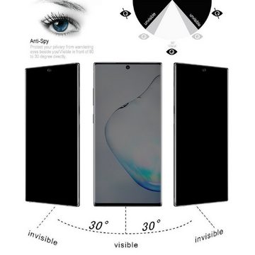 Protectorking Schutzfolie 1x 9H Hartglas für Samsung Galaxy Note 10 Plus FULL CURVED Privacy, (1-Stück), Displayschutz, Schutzglas ANTI-SPY PRIVACY BLICKSCHUTZ 9H Härte