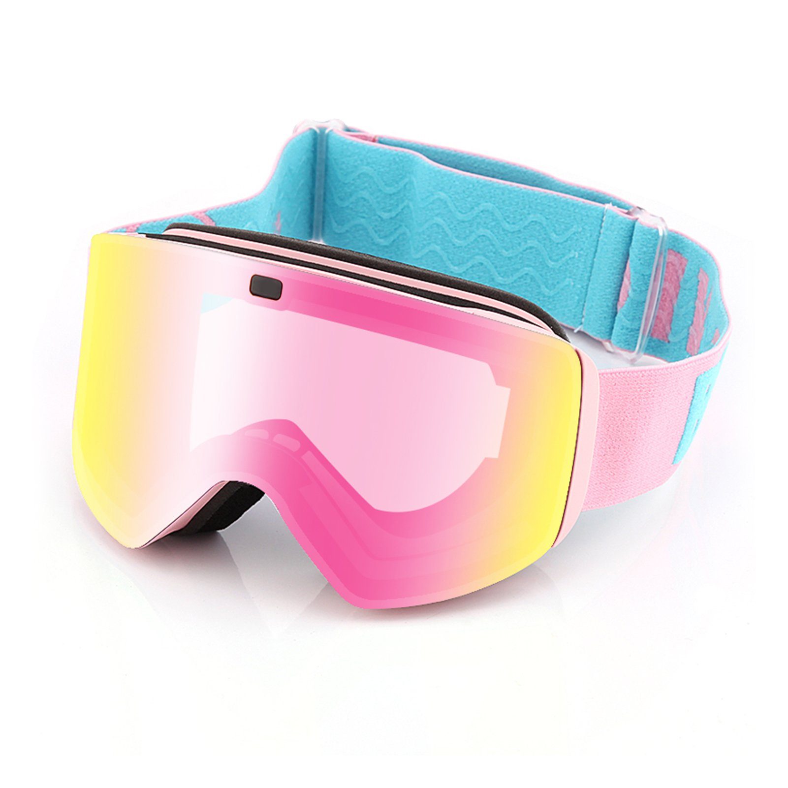 Blusmart Skibrille Zylindrische Doppelschicht-Skibrille, Bequeme pink pink Winddichte Schneebrille lens