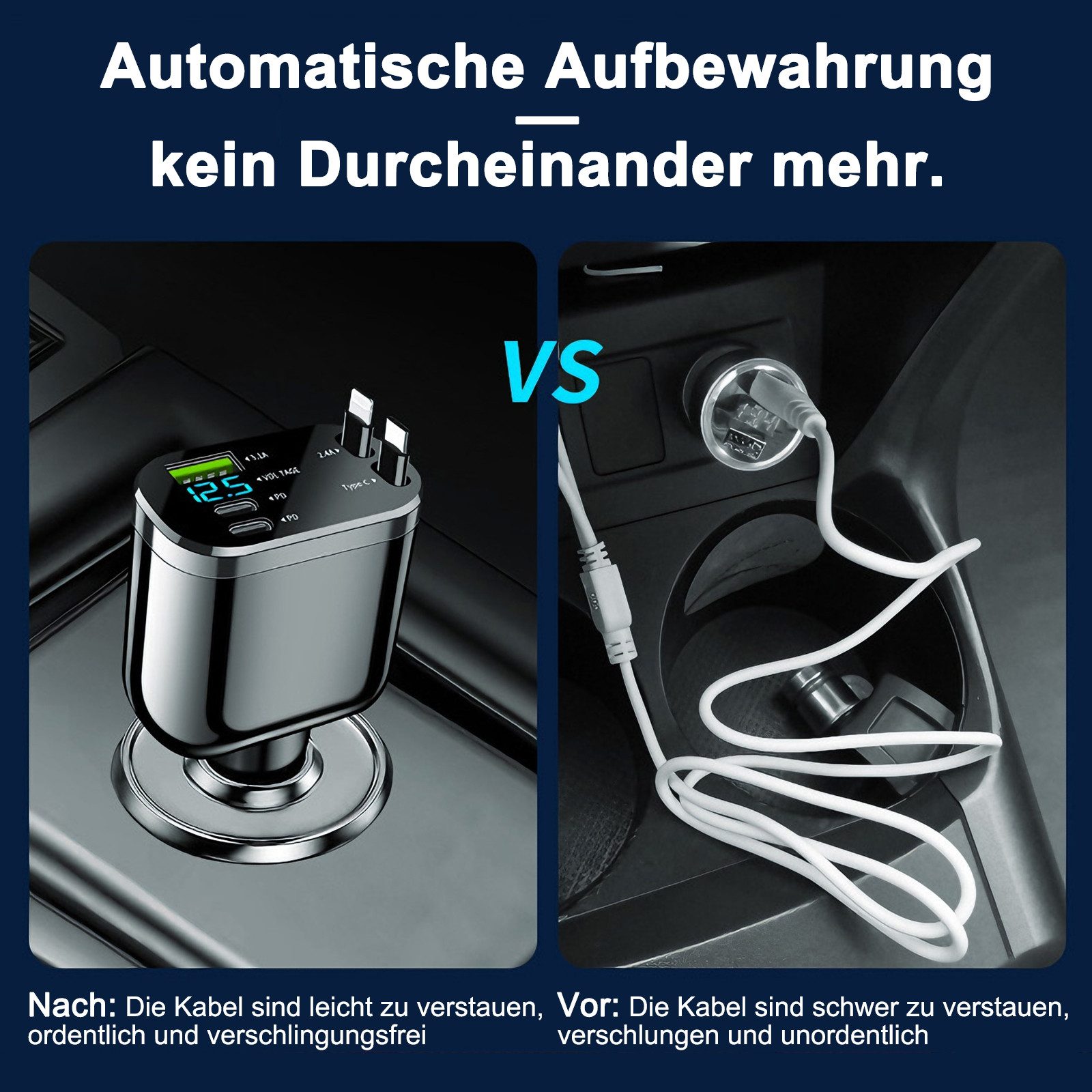neue dawn Zigarettenanzünder USB C Auto Schnell Ladegerät für iPhone Samsung KFZ-Netzteil (für iPhone 17/16/15/14/13/12,Samsung S25/S24/S23/S22/S21,mit ladekabe – Bild 5 von 5