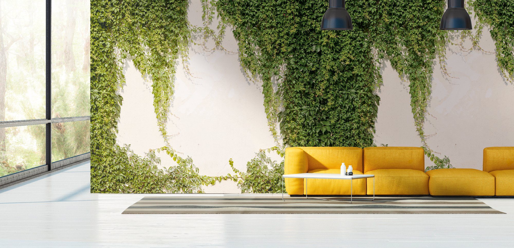 living walls Fototapete Fototapete Efeu, glatt, matt, gemustert, neutral, (1 St), Efeuwand, Pflanzen Tapeten Wohnzimmer Schlafzimmer Küche modern Design