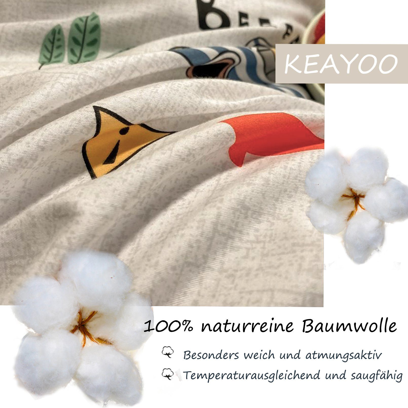 KEAYOO Kinderbettwäsche QCDD, Baumwolle, 2 teilig, 100% Baumwolle Kinderbet günstig online kaufen