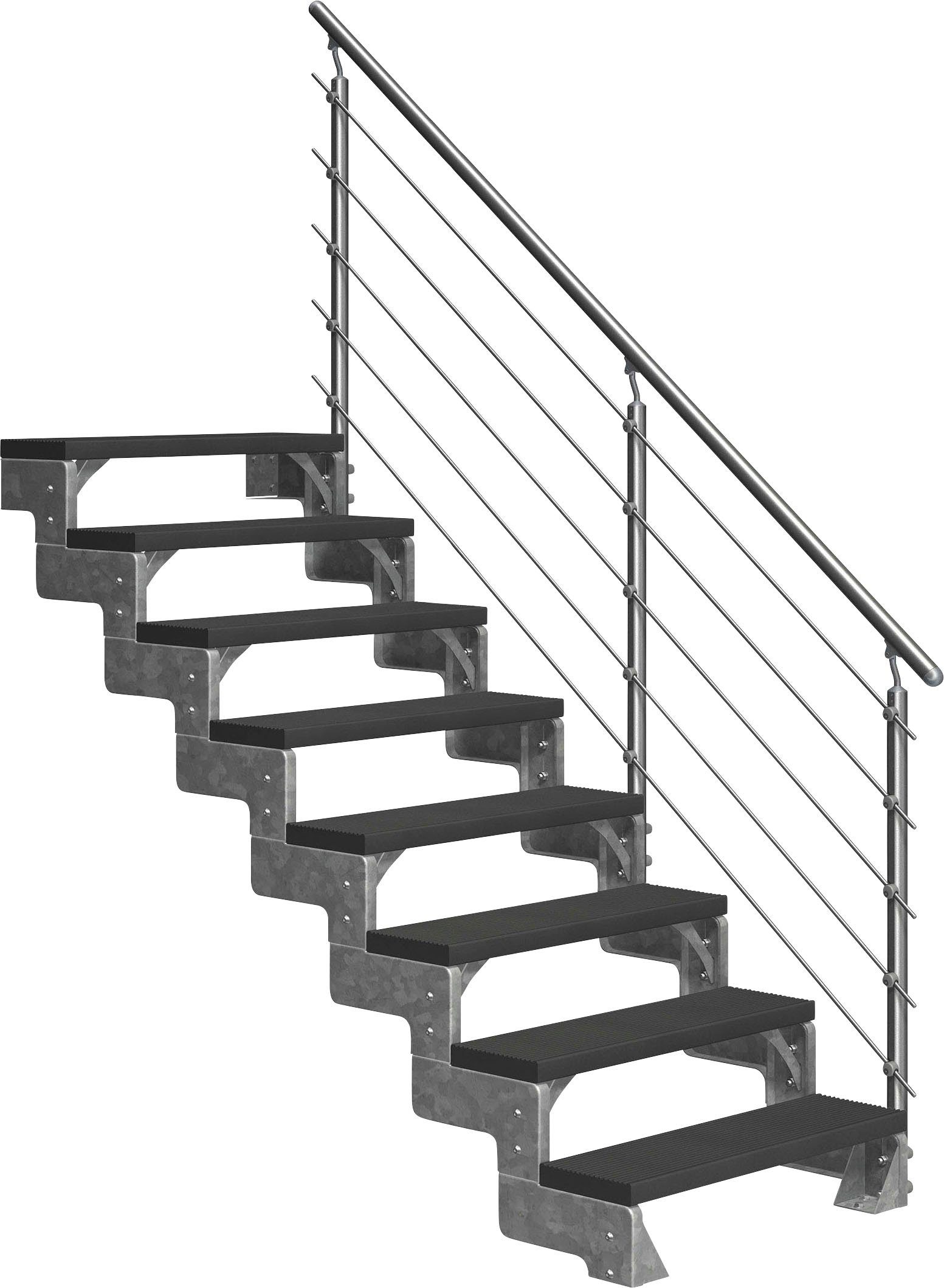 Dolle Außentreppe Gardentop, für offen, Stufen anthrazit, Geschosshöhen TRIMAX®-Stufen bis 176 Alu/Metall/ES inkl. 8 cm, einseitigem