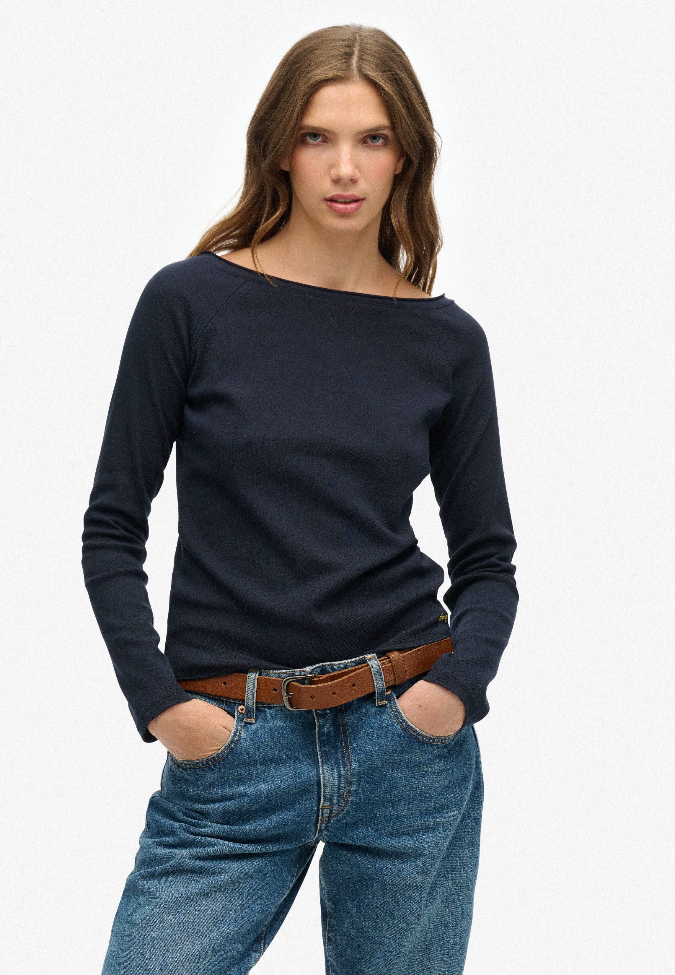 Superdry Langarmshirt BARDOT OFF SHOULDER TOP mit U-Boot Ausschnitt und Wel günstig online kaufen
