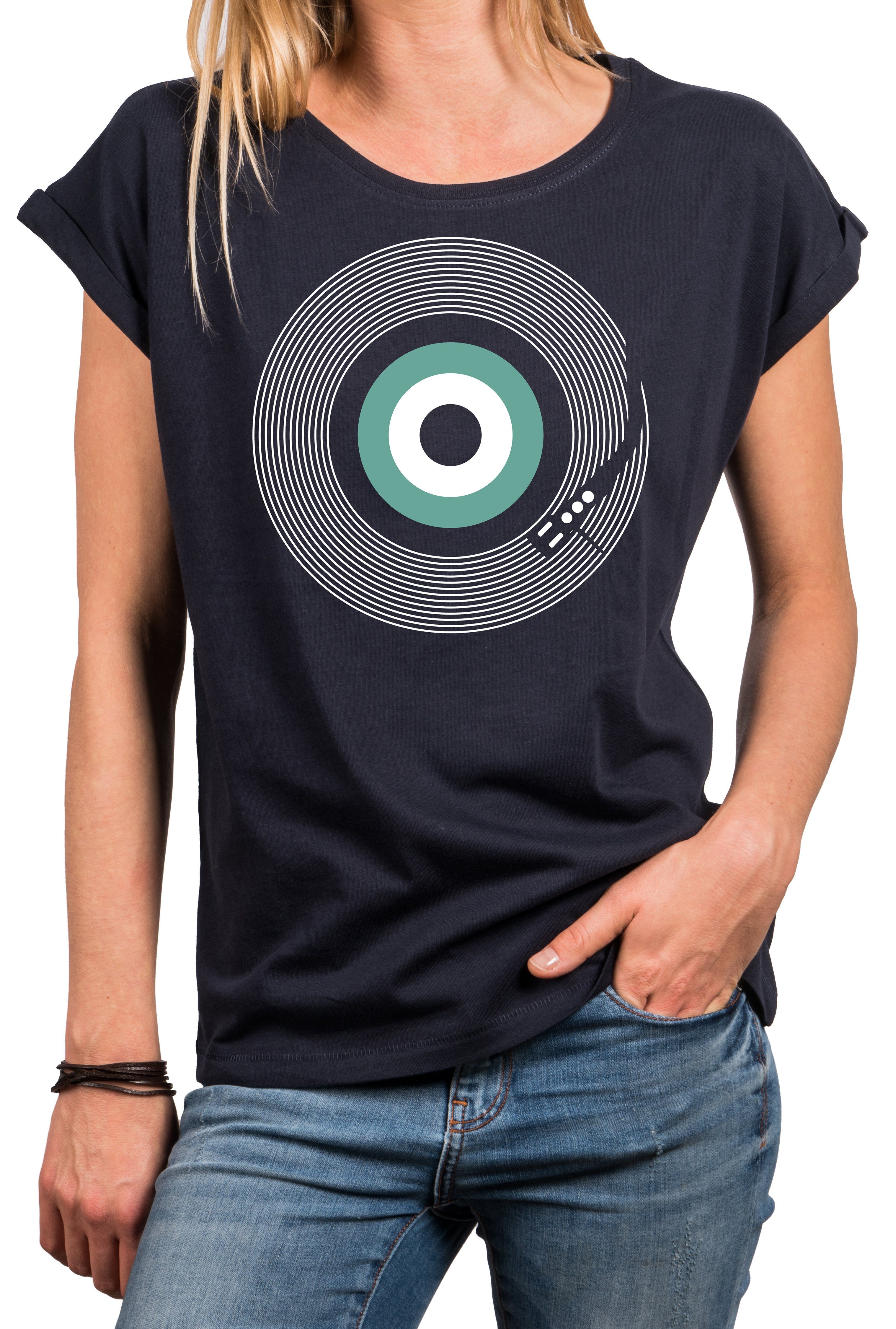 MAKAYA Print-Shirt Damen Kurzarm Baumwolle Retro Vintage 70er 80erJahre Loo günstig online kaufen