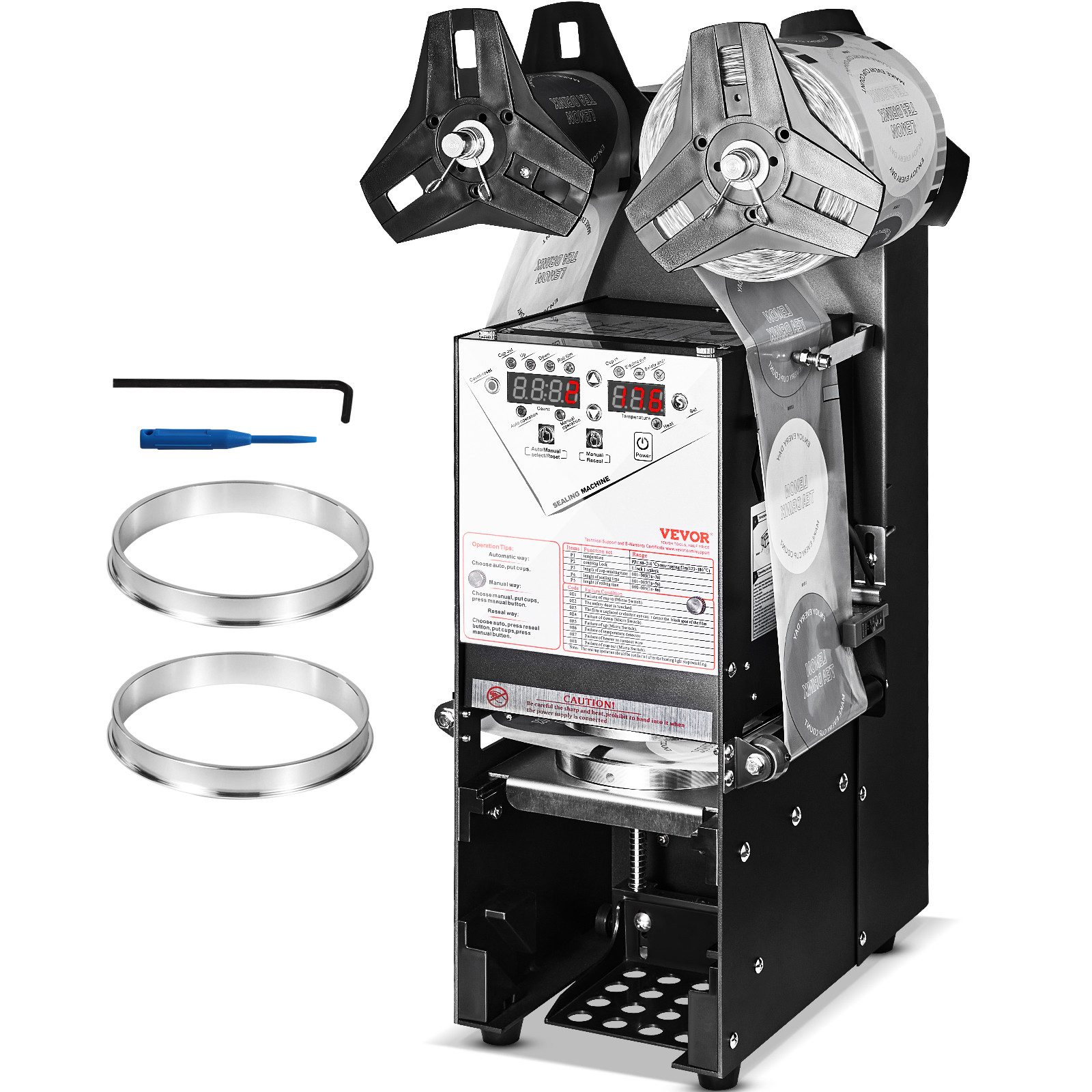 VEVOR Espressomaschine 500–650 Tassen/h, Juice Cup Sealer für 180 mm hohe und 90/95 mm große