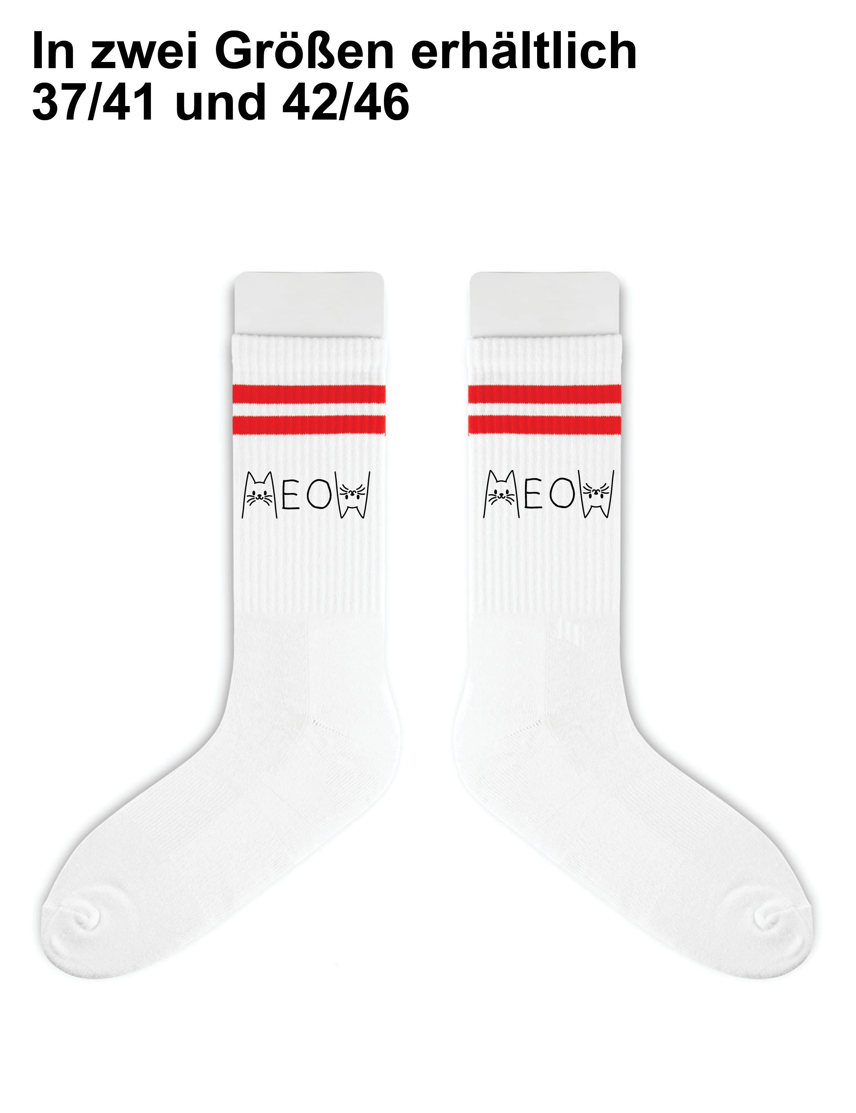 Youth Designz Tennissocken Unisex Socken "Meow Katze" Aufdruck lustig Geschenk Statement mit verstärkter Verse und Zehenbereich