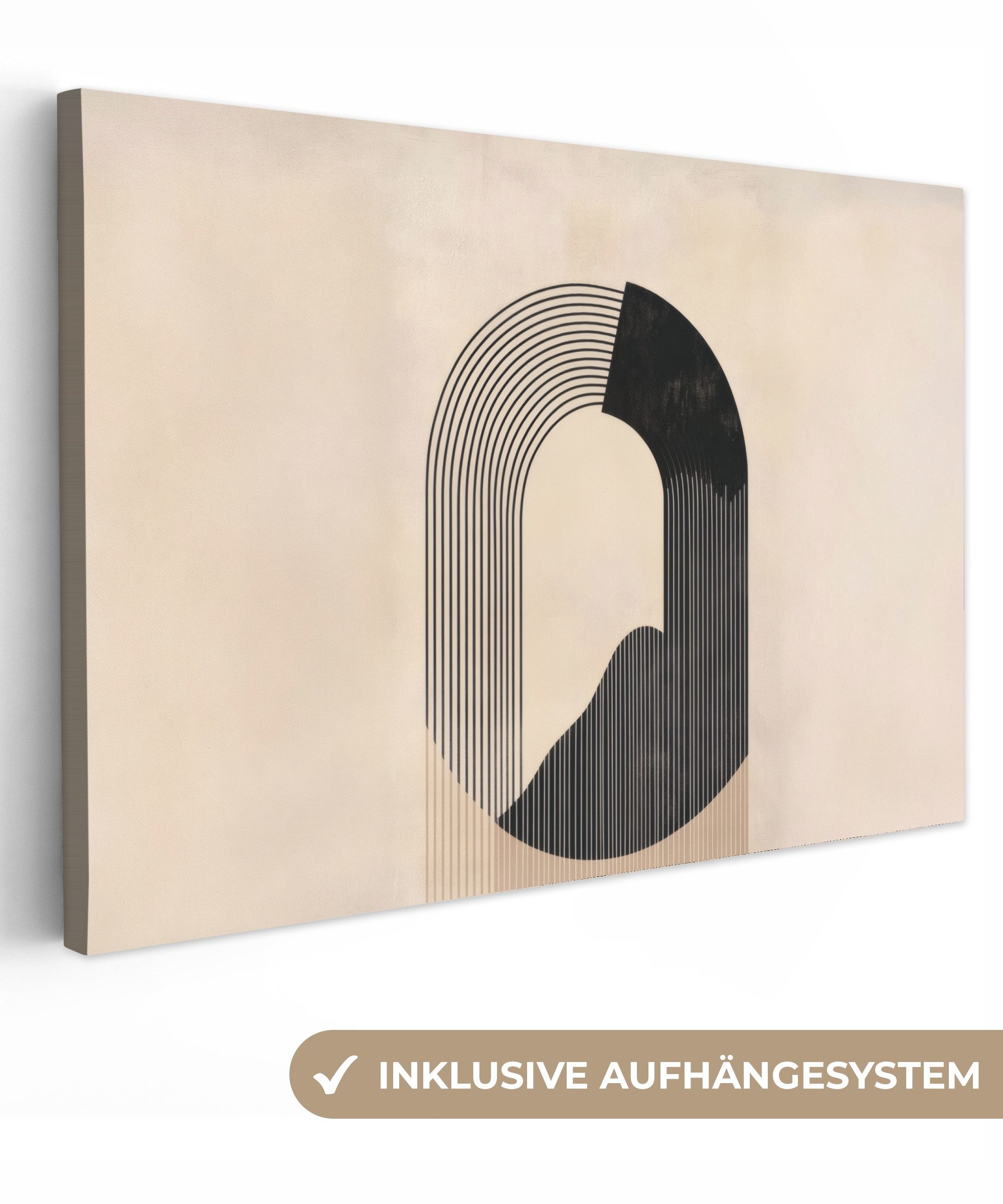OneMillionCanvasses® Leinwandbild Grafisches geschwungenes Muster - Beige, günstig online kaufen