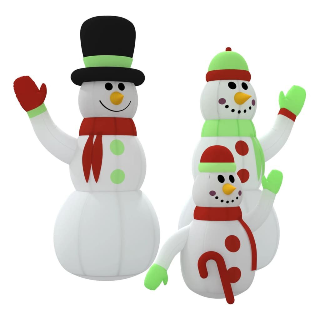 Christbaumschmuck Aufblasbare Schneemann-Familie mit LEDs 360 cm