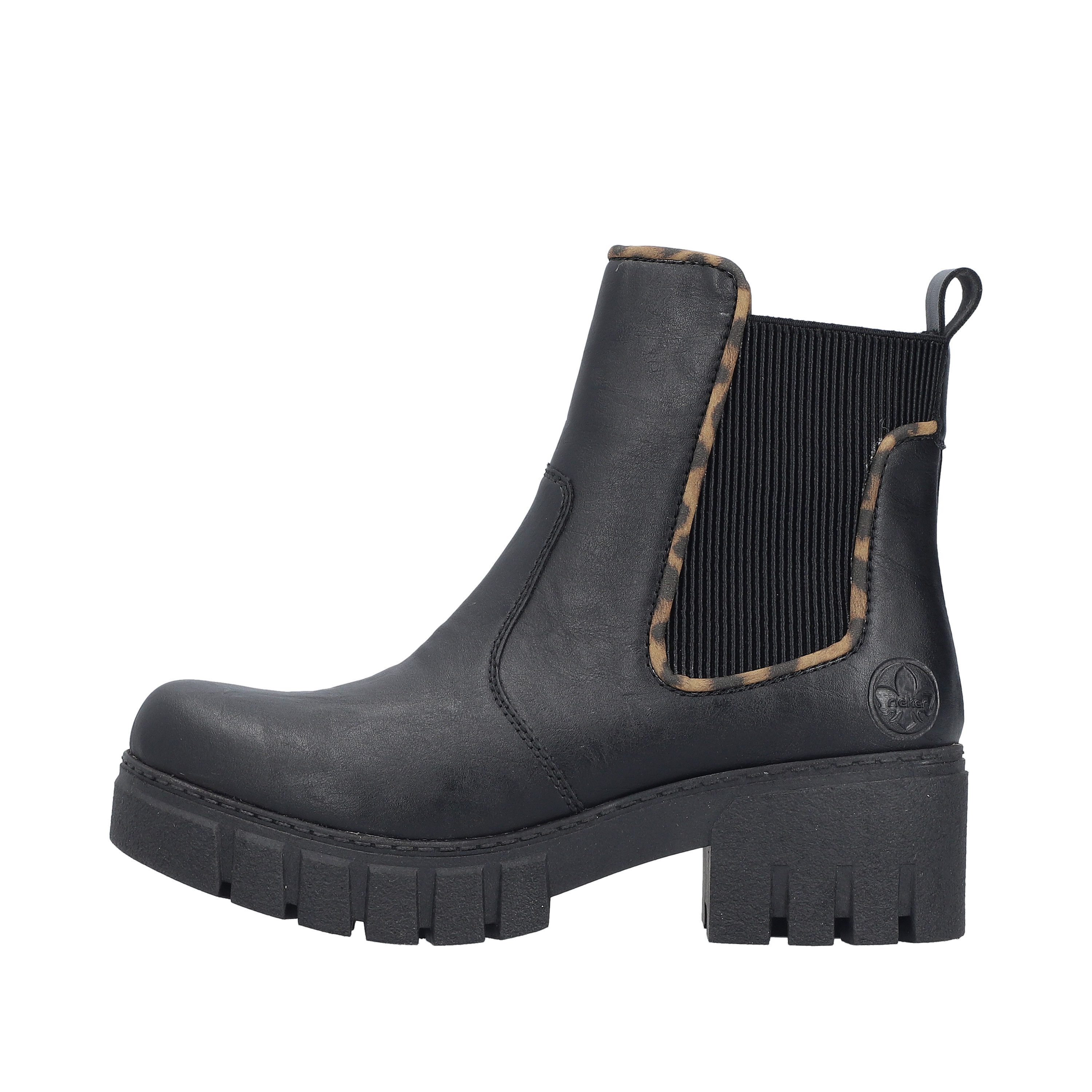 Rieker Chelseaboots Stiefelette mit dekorativer Einfassung in Leo-Optik – Bild 4 von 5