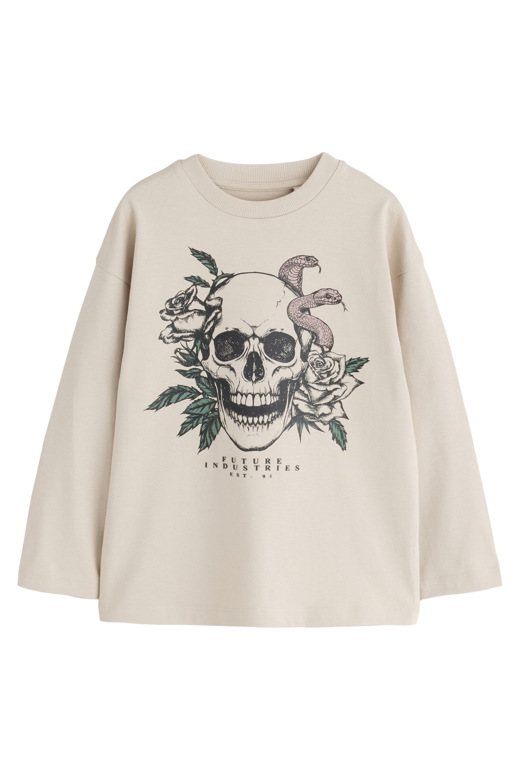 Next Langarmshirt Relaxed Fit Langarmshirts mit Grafik, 3er-Pack (3-tlg) – Bild 3 von 5