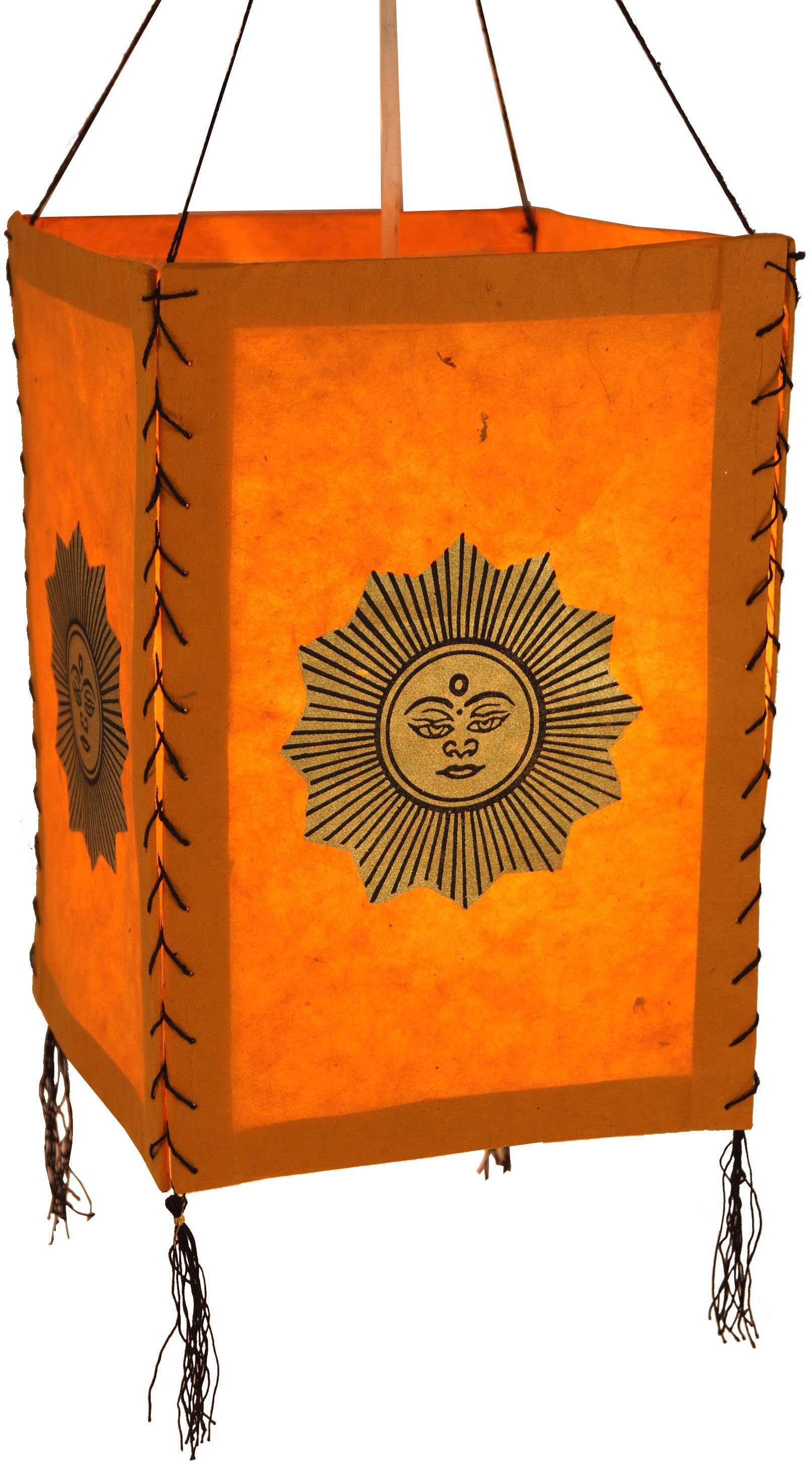Guru-Shop Deckenleuchten Lokta Papier Hänge Lampenschirm, Deckenleuchte.., Leuchtmittel nicht inklusive lucky Sonne orange