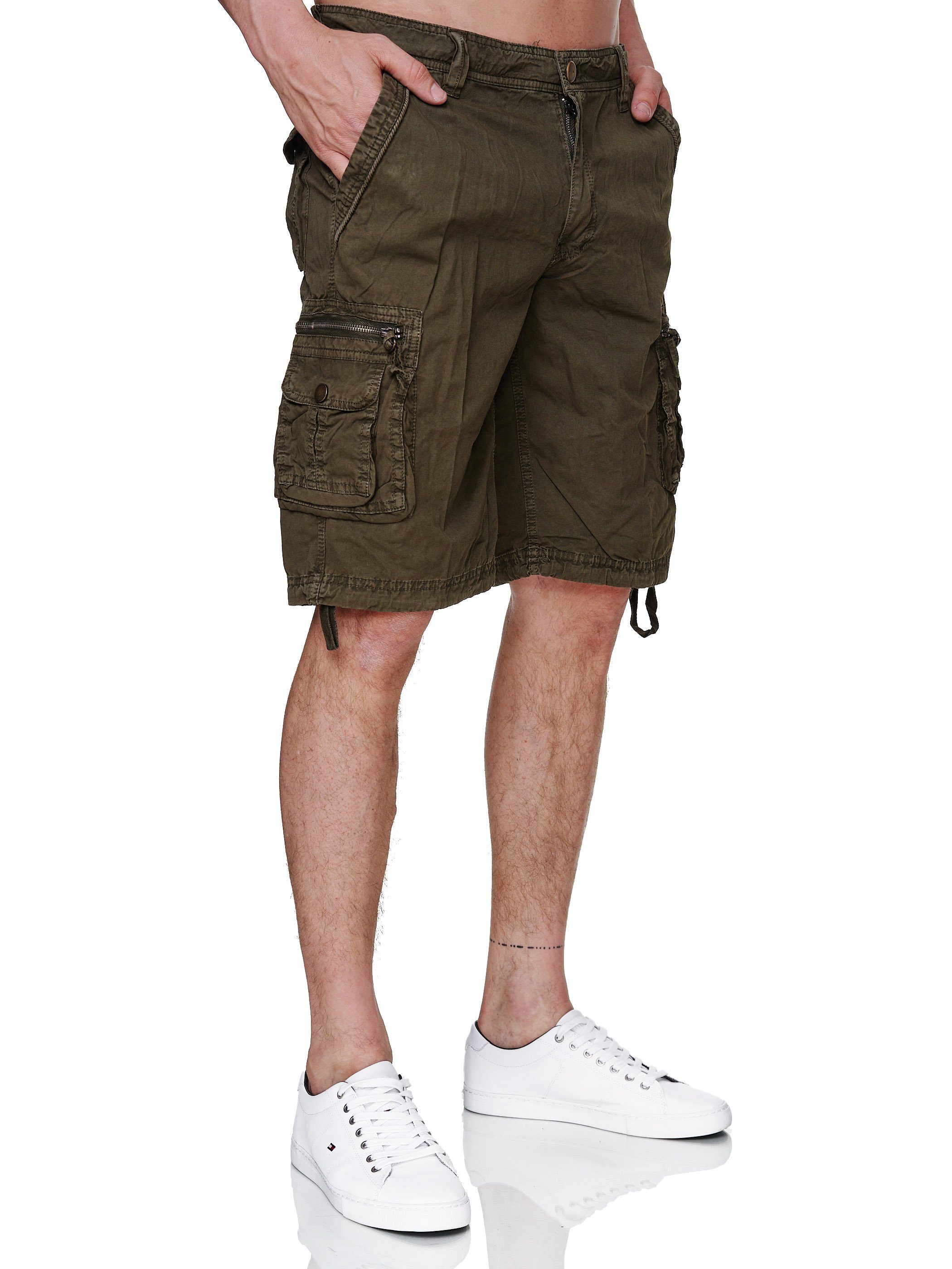 Rayshyne Cargoshorts RSH02 (Bermuda Sommer Kurze Shorts mit Gürtel) Viele Taschen Mid Grau