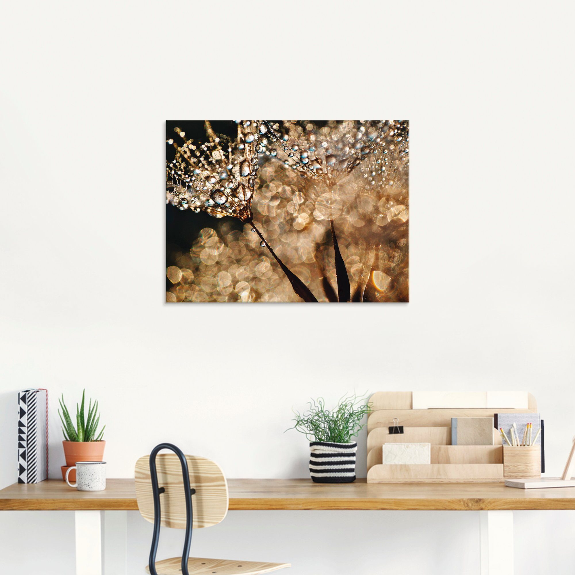 Artland Glasbild Pusteblume Goldschimmer, Blumen (1 St), in verschiedenen Größen