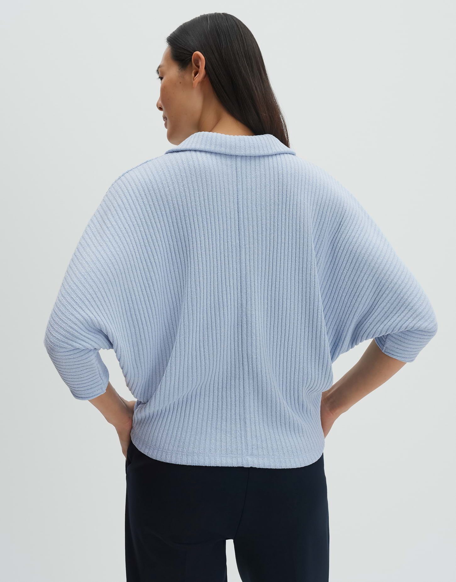 someday Sweatshirt Uvela Sweatshirt in Rippenstruktur aus Sweatware Weite Passform, Fledermausärmel und V-Ausschnitt