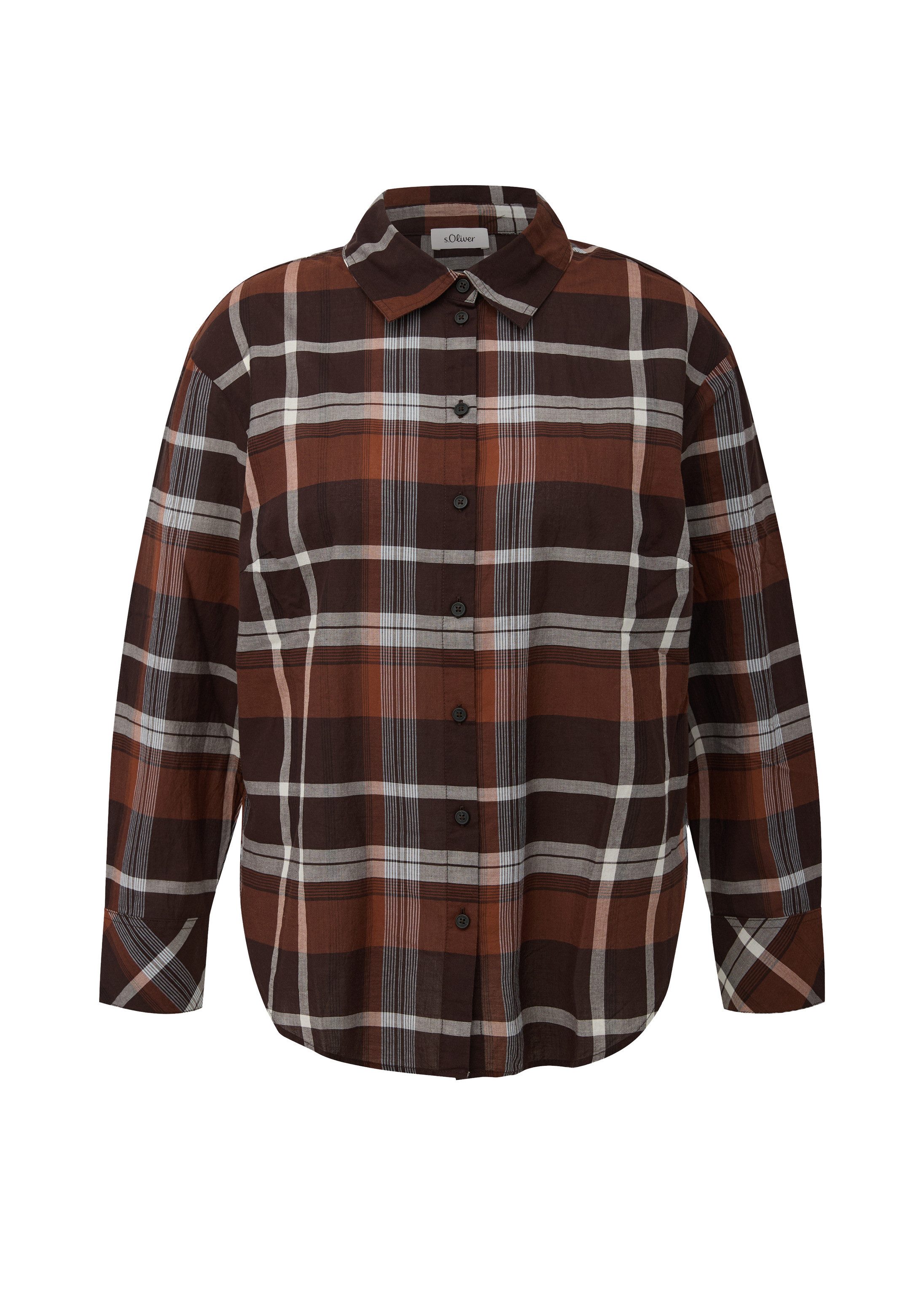 s.Oliver Langarmbluse Bluse Karierte Baumwollbluse