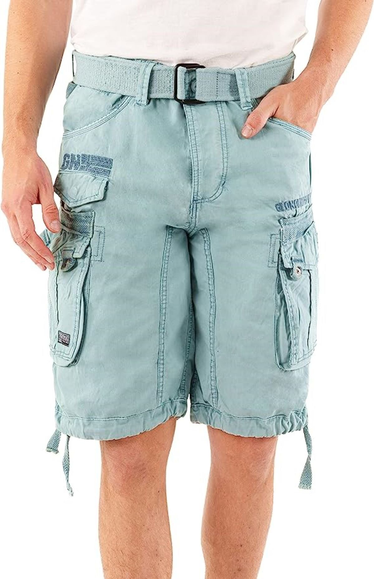 geographical norway Cargoshorts Herren – Kurze Hose aus Baumwolle, Regular Fit (Packung, 1-tlg) Bermuda Shorts mit Gürtel & Cargotaschen, Größe S–5XL