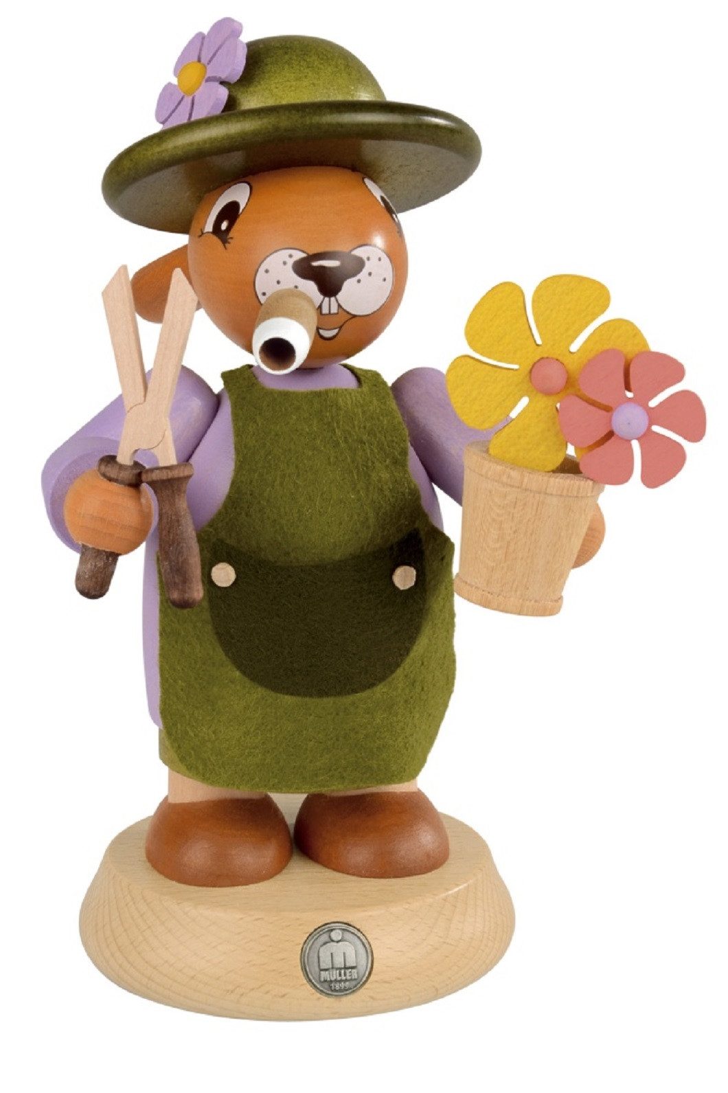 Müller Kleinkunst GmbH Seiffen Osterhase Räucherhase Gärtner farbig