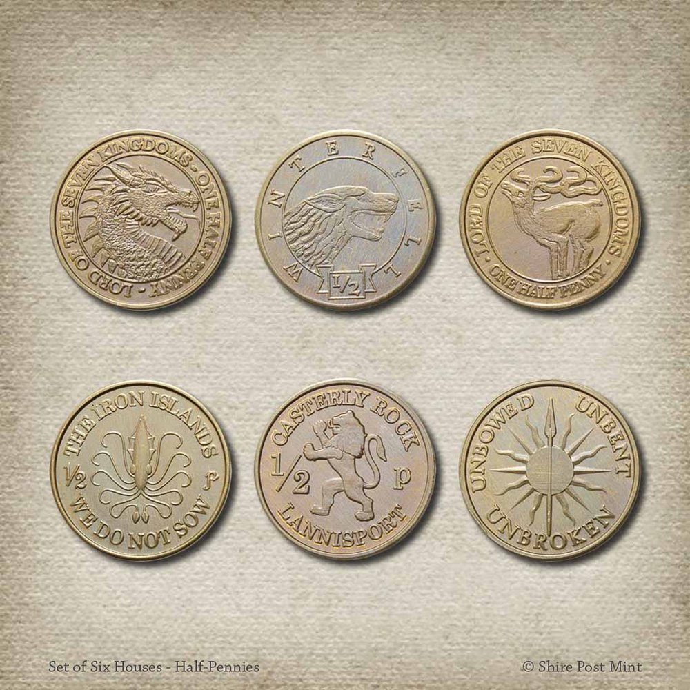Shire Post Mint Dekoobjekt Münzen-Set Sechs Häuser Westeros - Game of Thrones