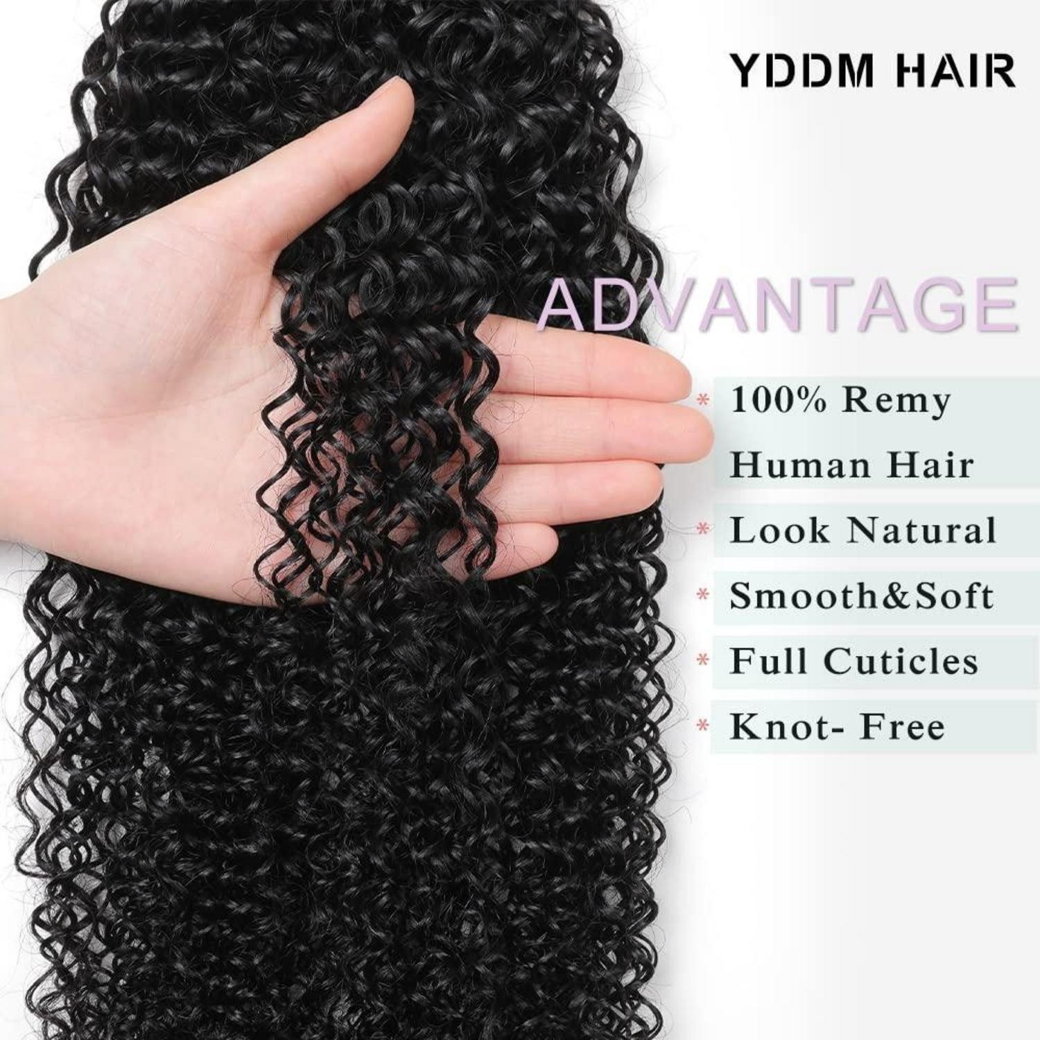 LuxusKollektion Echthaar-Extension Tape Extensions Echthaar Kinky Curly 1B# 16zoll-40.6cm(40er Pack)
