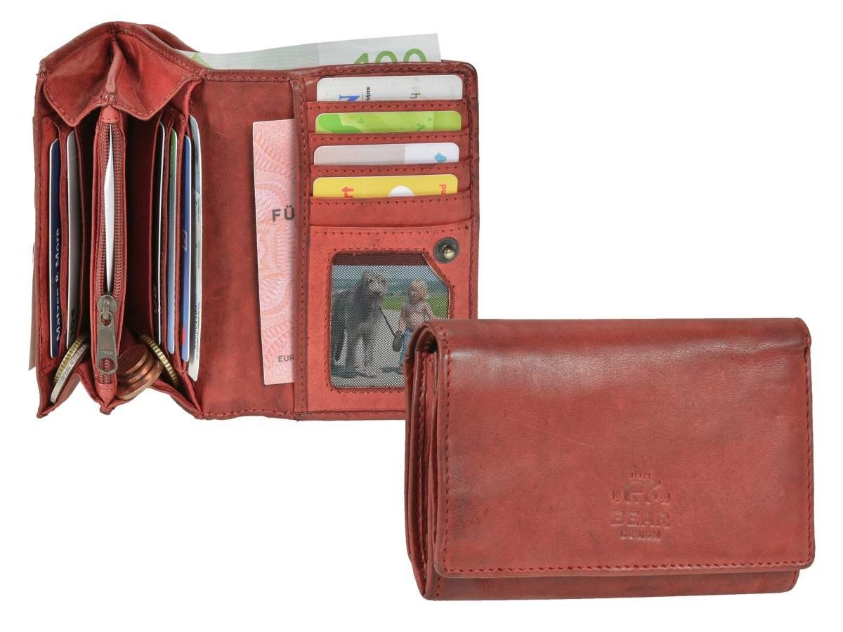 Bear Design Geldbörse Lieke, Damenbörse, Portemonnaie, 9 Kartenfächer, kompakt, rot