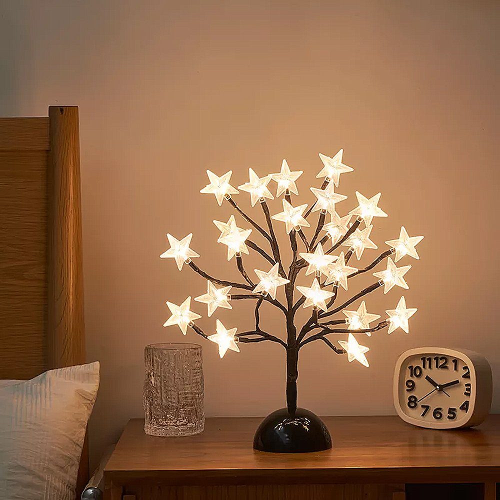 Arnusa LED Baum Leuchtbaum Sterne 36cm warmweiß Tischlampe  Batteriebetrieben, An-Aus, LED fest integriert, warmweiß, Dekoleuchte  Tischleuchte kabellos