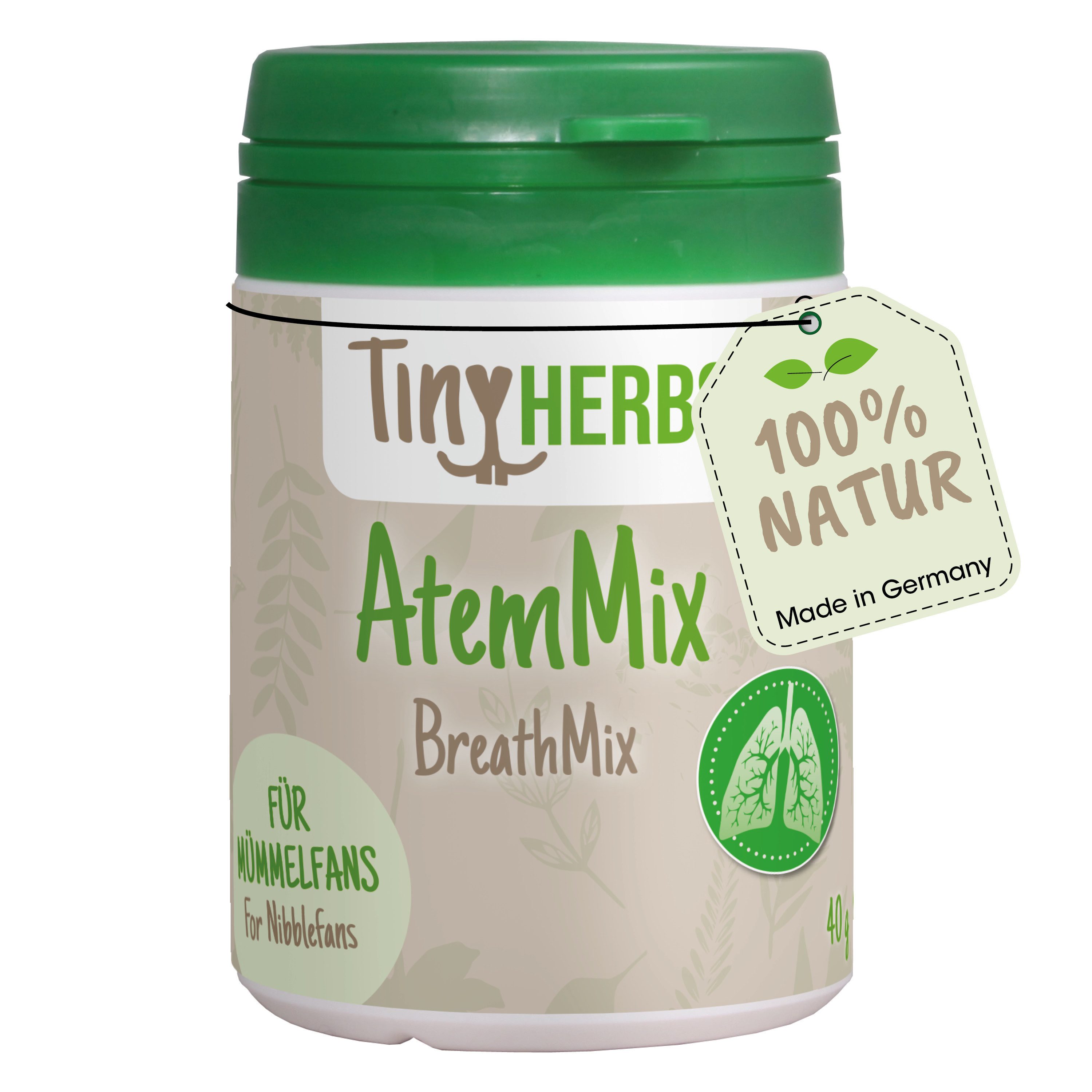 cdVet TinyHerbs Atemmix, Ergänzungsfutter für: Zwergkaninchen, Ratten, Chinchillas, Meerschweinchen, Hamster, Enthält Bronchialkräuter, für die Atemwegskondition