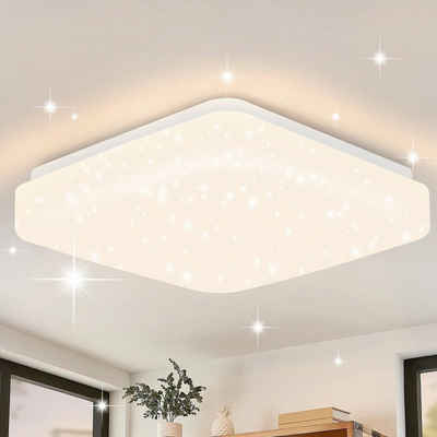 Nettlife LED Deckenleuchte Sternenhimmel Weiß Sternendekor 15W 21cm Deckenbeleuchtung, LED fest integriert, Warmweiß, für Küche Schlafzimmer Flur Kinderzimmer, 15W, ‎19 x 21 x 4 cm