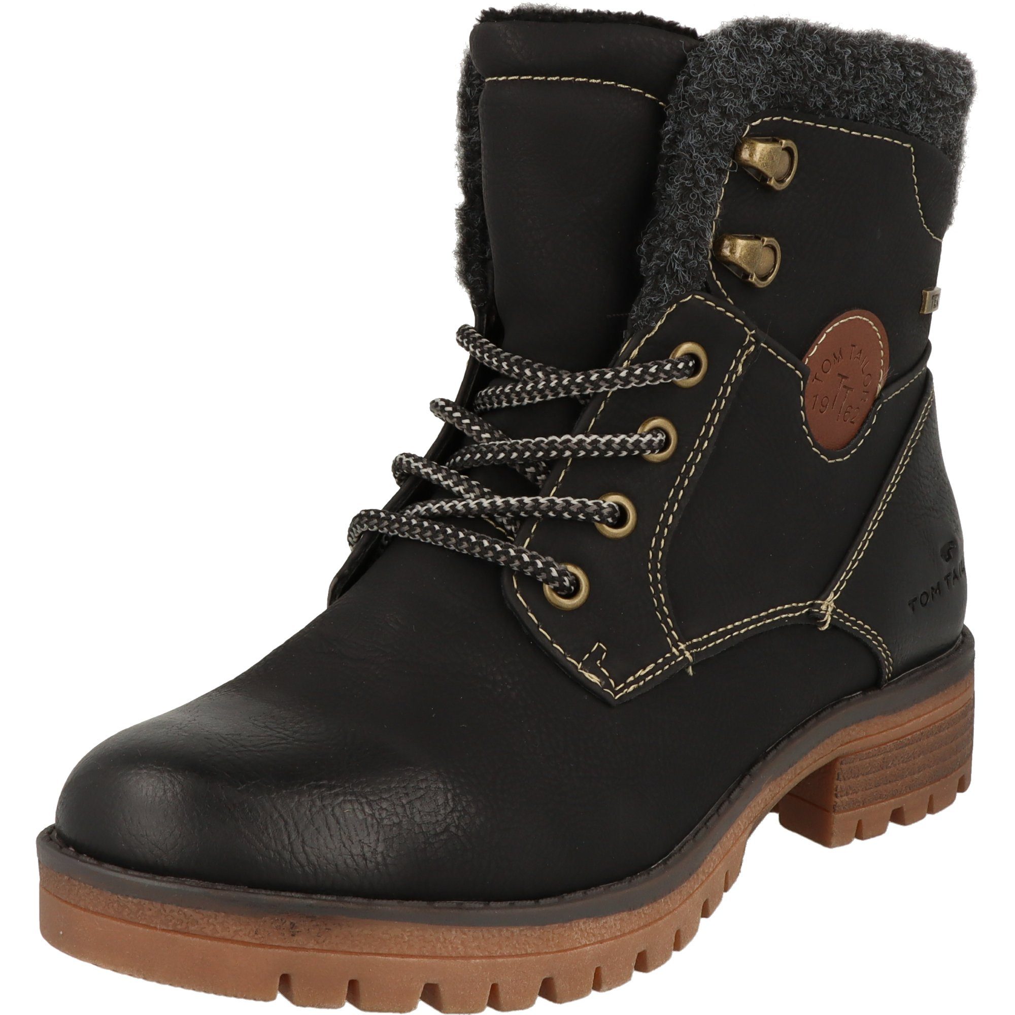 Tex Winterboots Damen Schuhe Wasserabweisend TOM Schwarz Reißverschluss, 4291002 Schnürboots Stiefel TAILOR