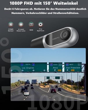 COOAU Dashcam Auto WiFi Vorne Autokamera mit GPS-Modul & Ultra Nachtsicht Dashcam (HD, WLAN (Wi-Fi), Volles 6G + 1iR-Objektiv,F 1,8-Objektiv,WDR & APP, G-Sensor, Schleifenaufzeichnung, Parkmonitor,Eingebautes WLAN)