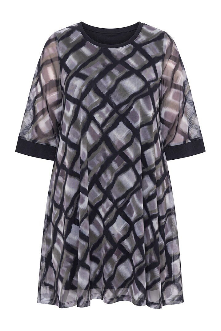 MIAMODA Jerseykleid Meshkleid A-Linie Karomuster – Bild 2 von 3