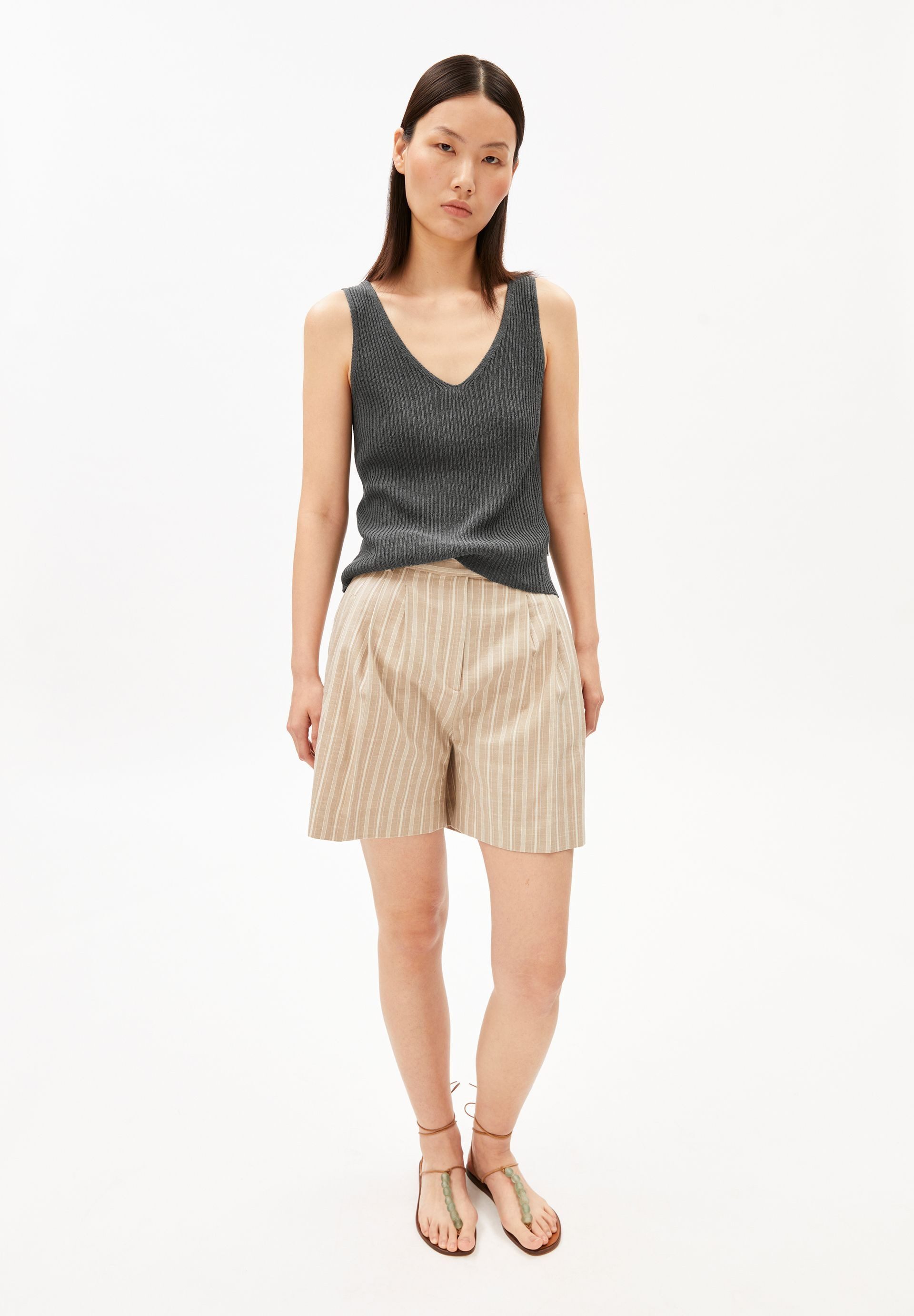 Armedangels Shirttop LINEN BLEND Stricktop aus Leinen-Mix (Slim Fit) V-Ausschnitt