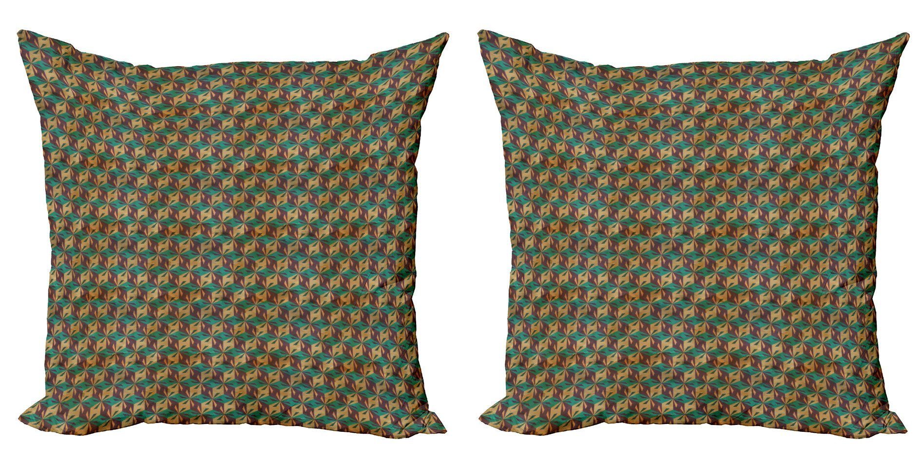 Kissenbezüge Modern Accent Doppelseitiger Digitaldruck, Abakuhaus (2 Stück), Abstrakt Grungy Retro Rhombus-Form