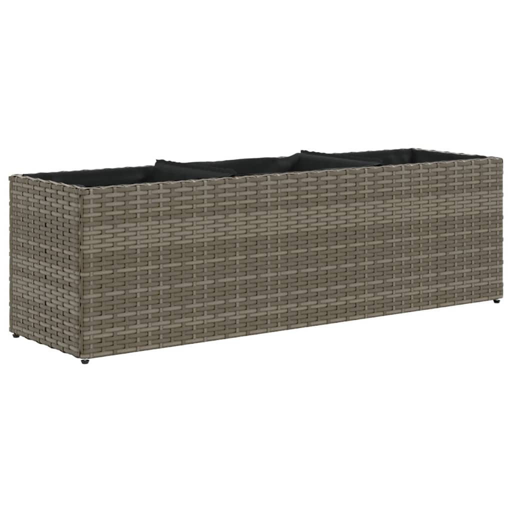 vidaXL Hochbeet Hochbeet mit 3 Fächern Grau 105x30x32 cm Poly Rattan (1 St)