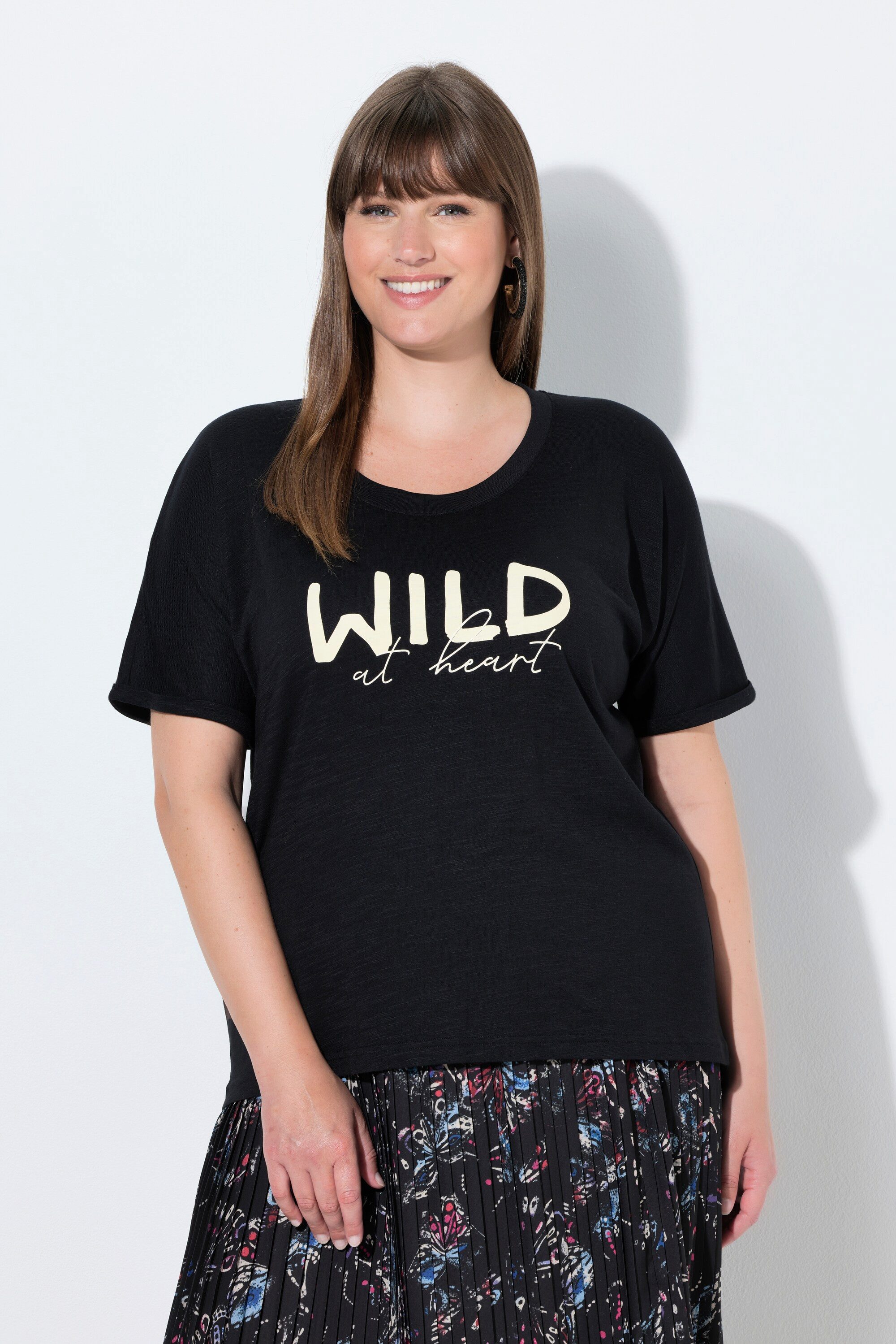 Ulla Popken T-Shirt Shirt Wild at heart Oversized Rundhals Kurzarm günstig online kaufen