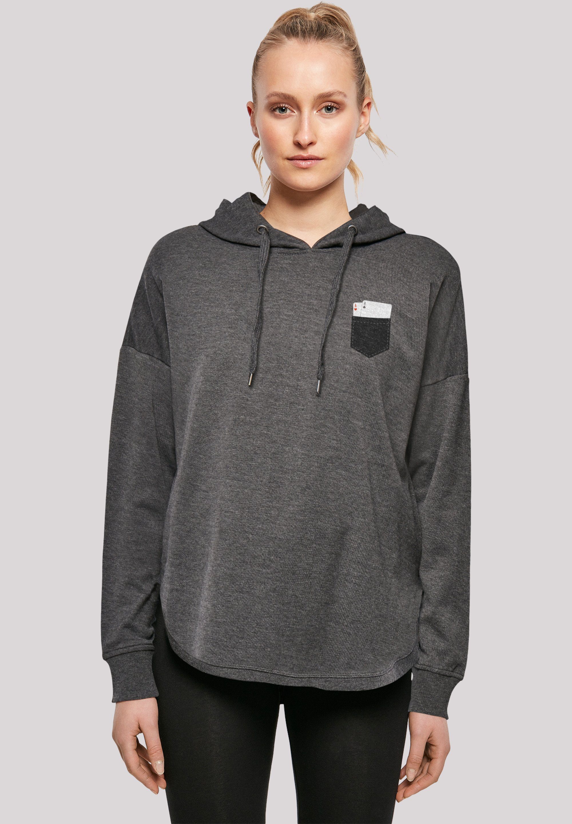 F4NT4STIC Kapuzenpullover Pocket with charcoal Cards Print