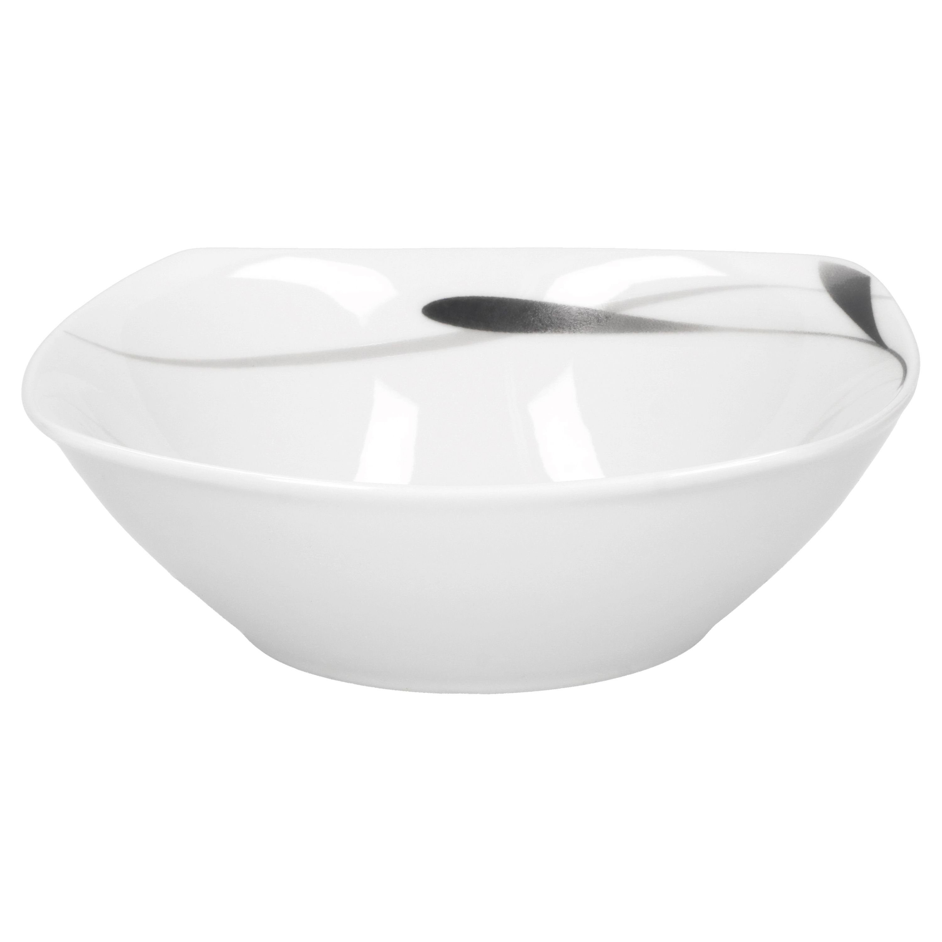 van Well Müslischale 6er Set Müsli- Salatschale Lima 14,2cm Porzellan weiß mit Dekor, Porzellan