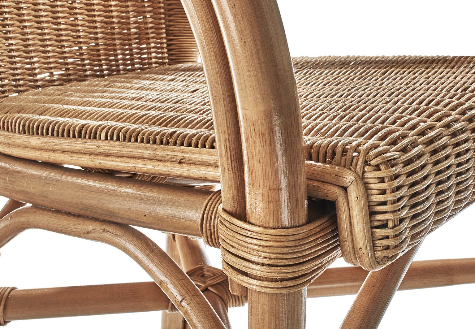 Kobolo 4-Fußstuhl Sessel Stuhl YORK aus Rattan natur mit Armlehnen (aus Rattan, 1 St), 54x56x44/86 cm