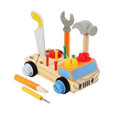 LENBEST Spiel-Werkzeugstation Kinder-Aufklärungspuzzle Demontage Nüsse Klopfen Nägel Werkzeug, Übung hands-on Fähigkeit Früherziehung Holzspielzeug