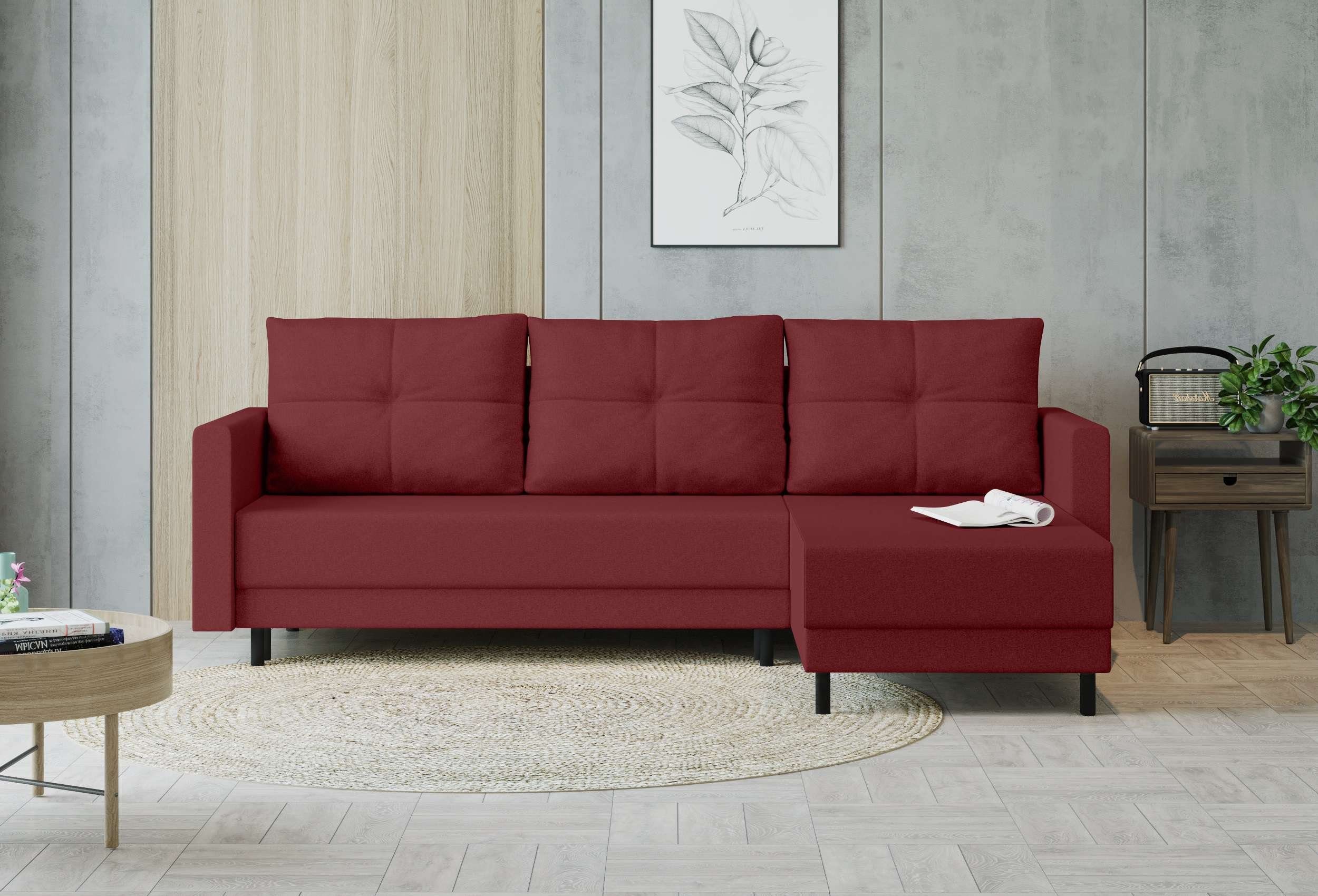 Stylefy Ecksofa Paloma, L-Form, Eckcouch, Sofa, Sitzkomfort, mit Bettfunktion, mit Bettkasten, Modern Design